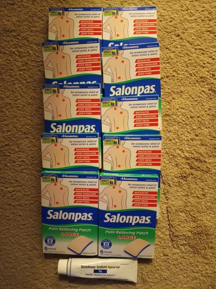 Salonpas Large Patch Lot 10 Boxes + 1 tube Diclofenac Gel Unopened Free Shipping