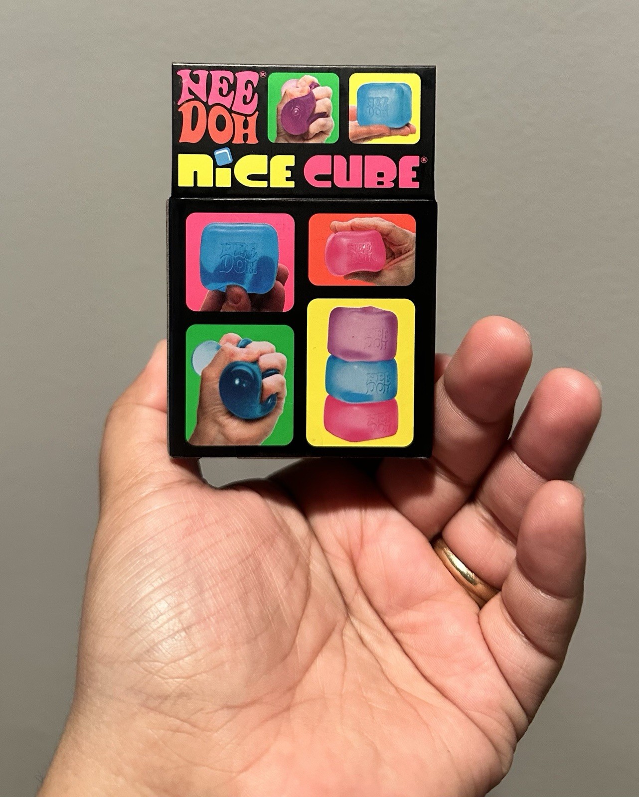 Schylling NeeDoh Nice Cube Blue Squeeze Ball, Super Solid Squish, 26079HY
