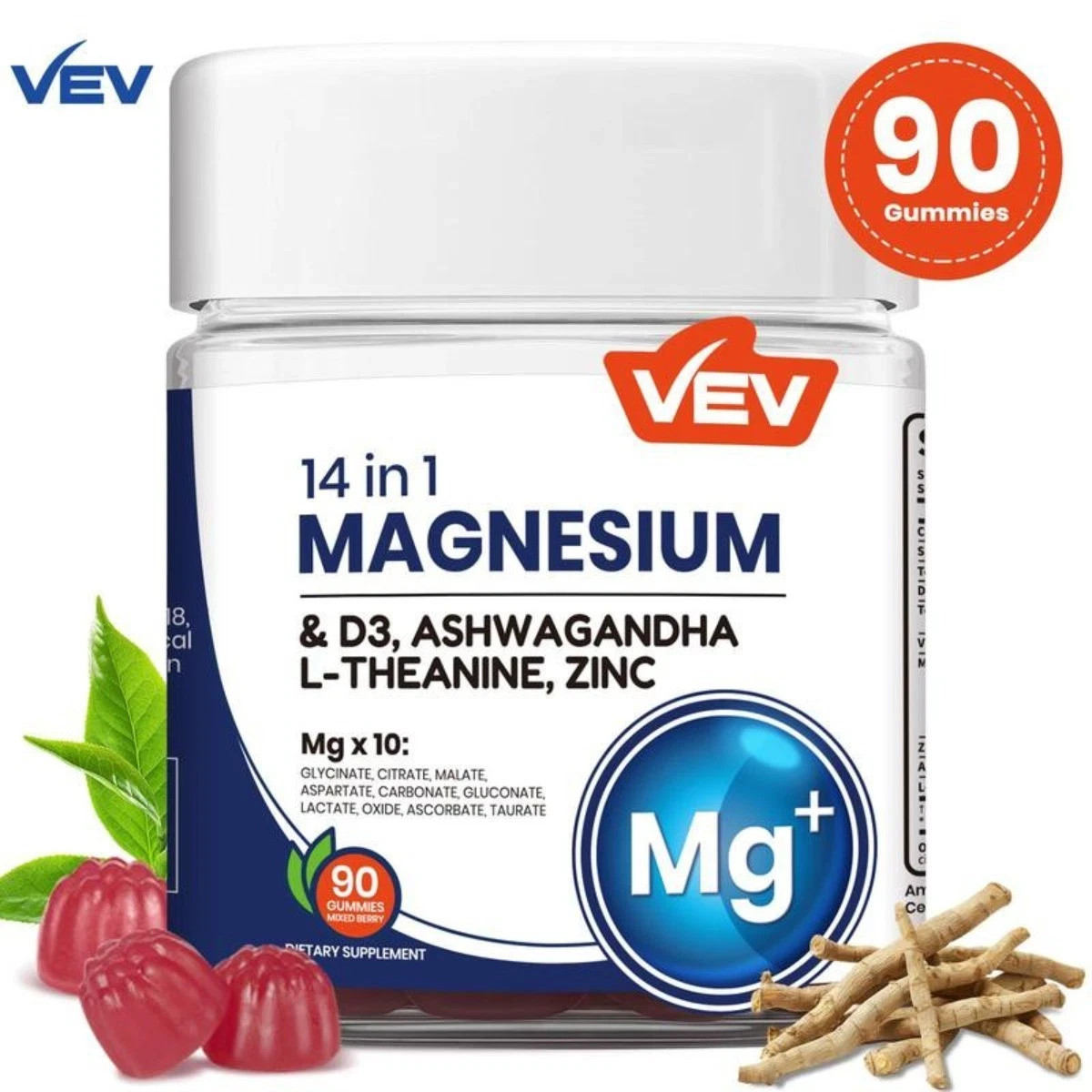 3PACK Magnesium Gummies 14-in-1 by VEV for Relaxation & Sleep