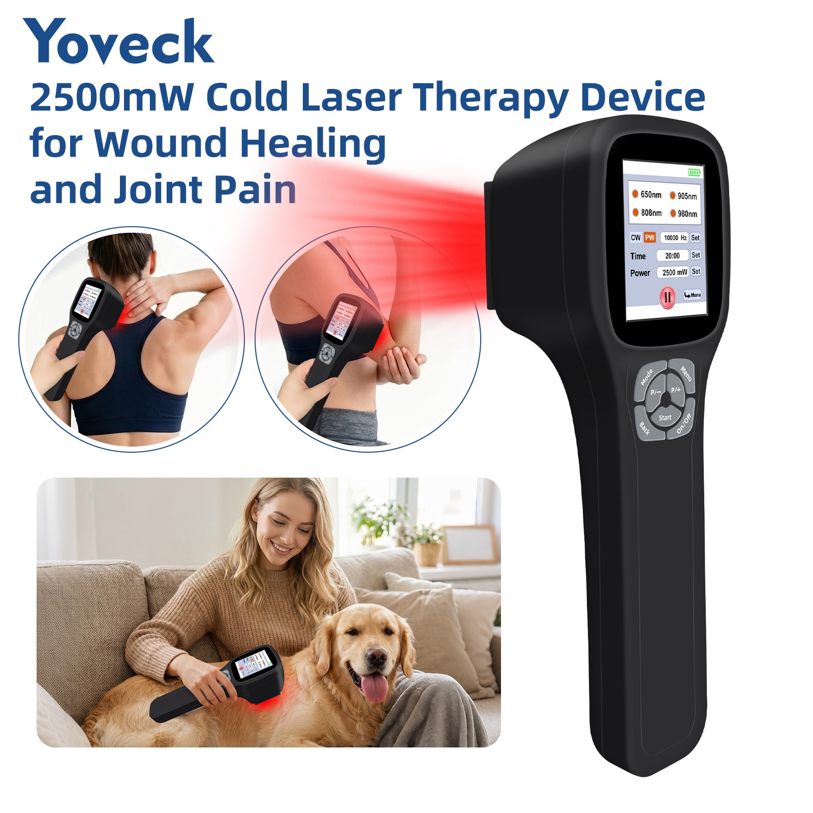 2500mW LLLT Laser Therapy Device 25 Diodes Red NIR Light Sports Recovery Rehab