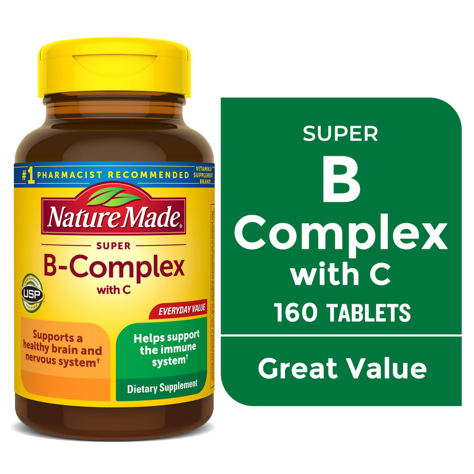 Nature Made Super B Complex with Vitamin C and Folic Acid Tablets 160 Count