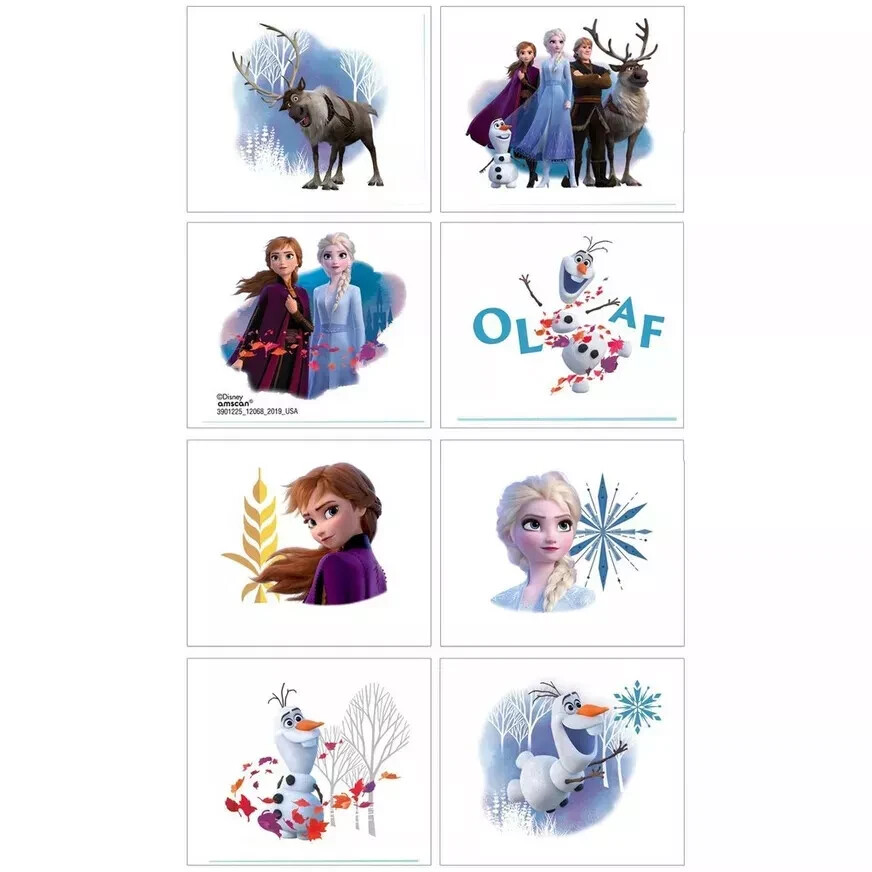 NEW 8 pc DISNEY PRINCESS FROZEN ELSA & OLAF temporary tattoos kids party favors