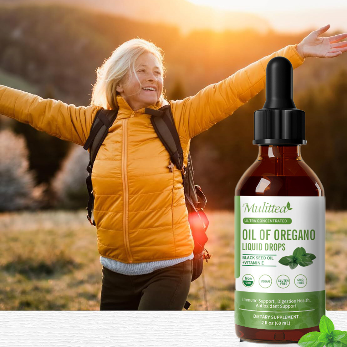Oil of Oregano with Black Seed Oil & Vitamin Drops Carvacrol Immue Support