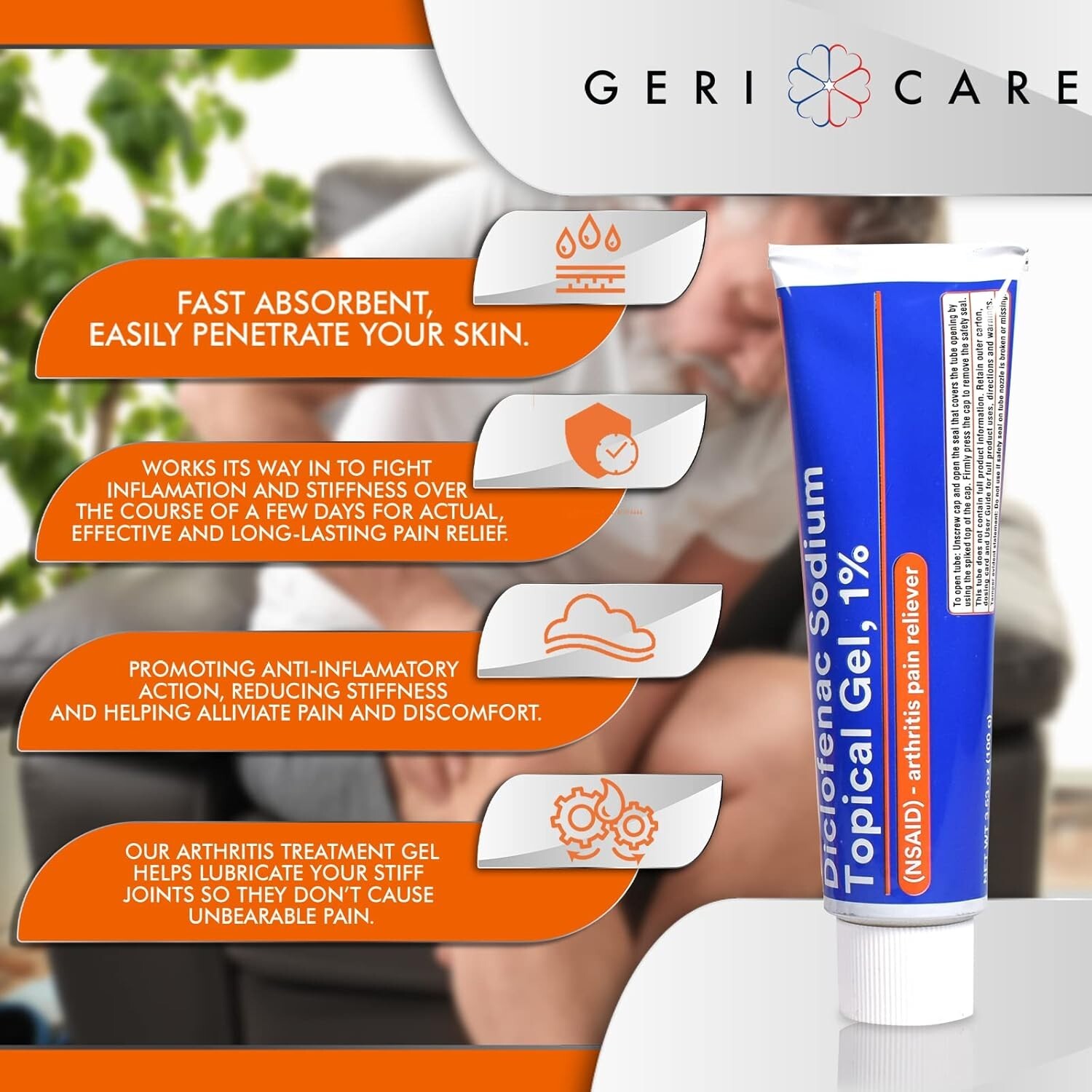 GeriCare Dicclofenac Tropical Gel Arthritis Pain Reliever 3.53 oz / 100 g