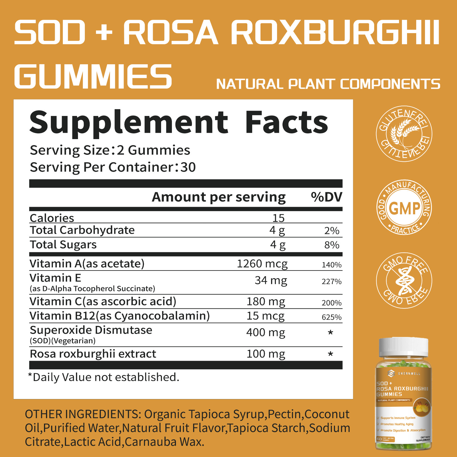 SOD + Rosa Roxburghii Gummies For Immunity Support | Skin Health | 02/07/2027