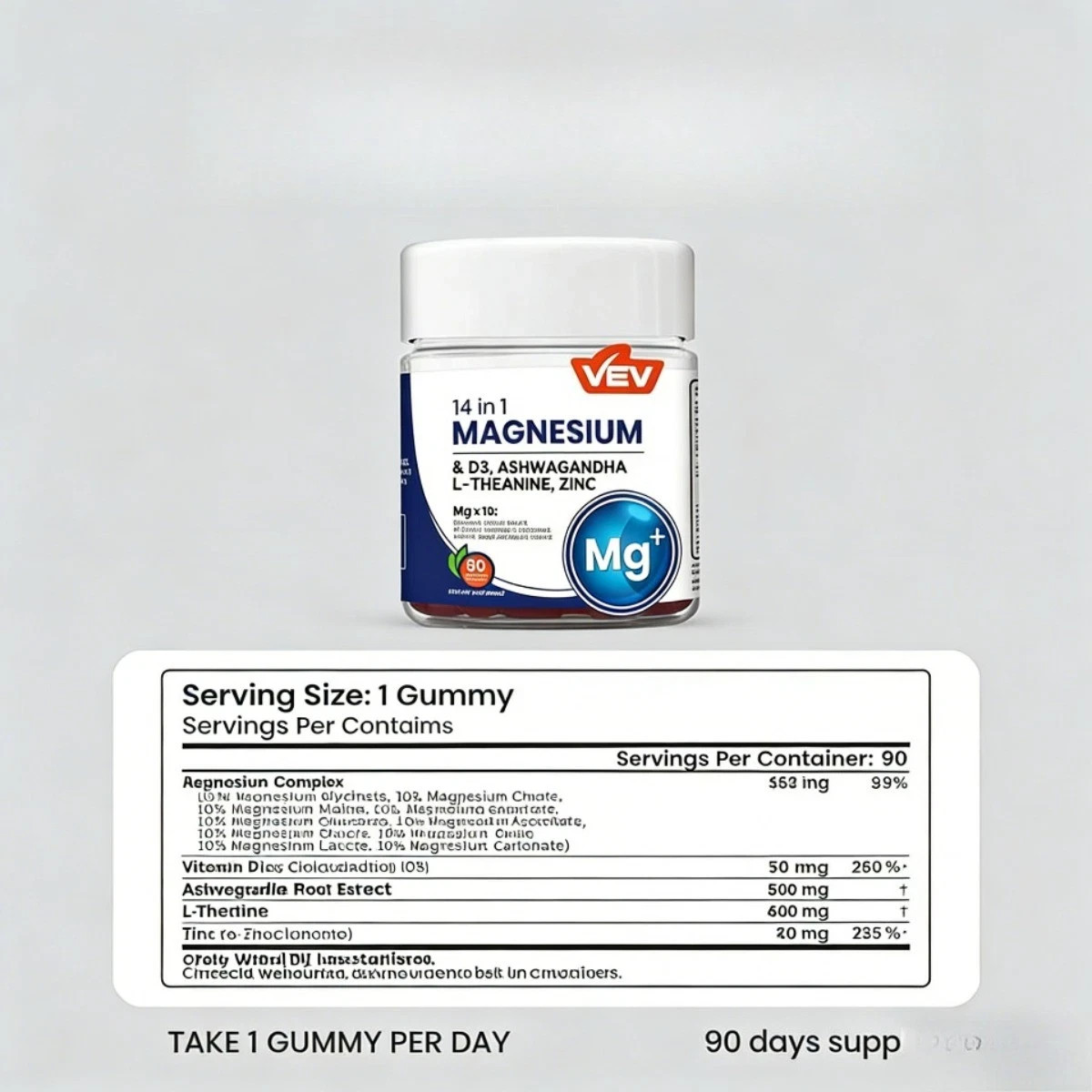 3PACK Magnesium Gummies 14-in-1 by VEV for Relaxation & Sleep