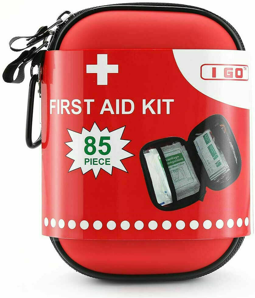 85 Piece Compact First Aid Kit – Hard Shell Case for Hiking, Camping, Car