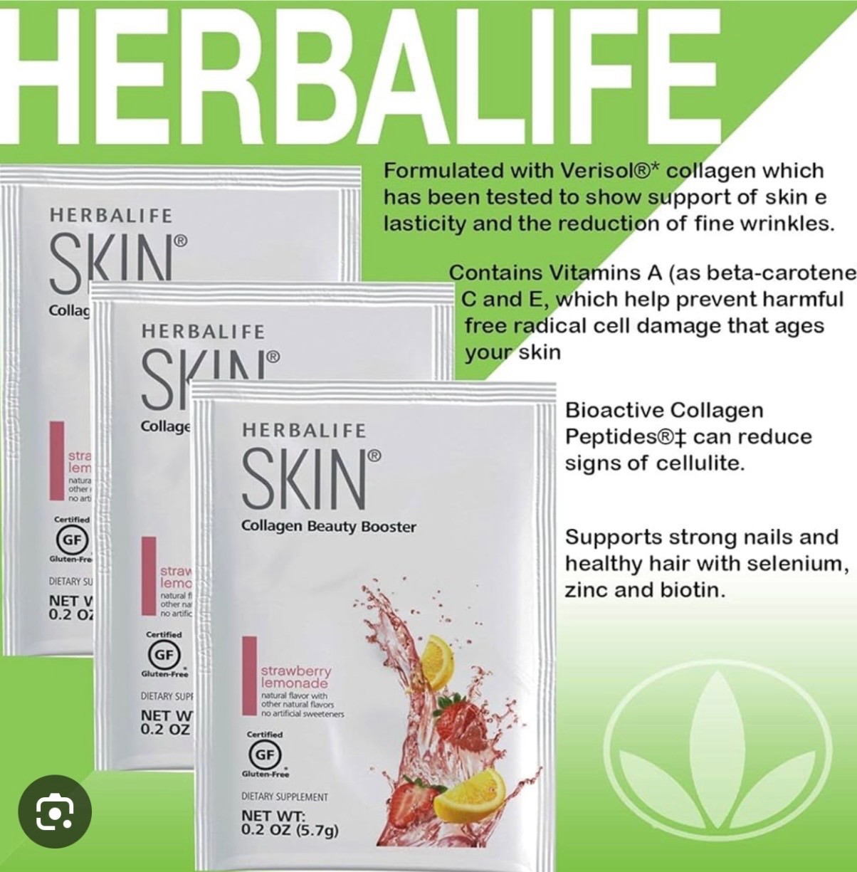 Herbalife Collogen Beauty Booster strawberry lemonade 30 packs