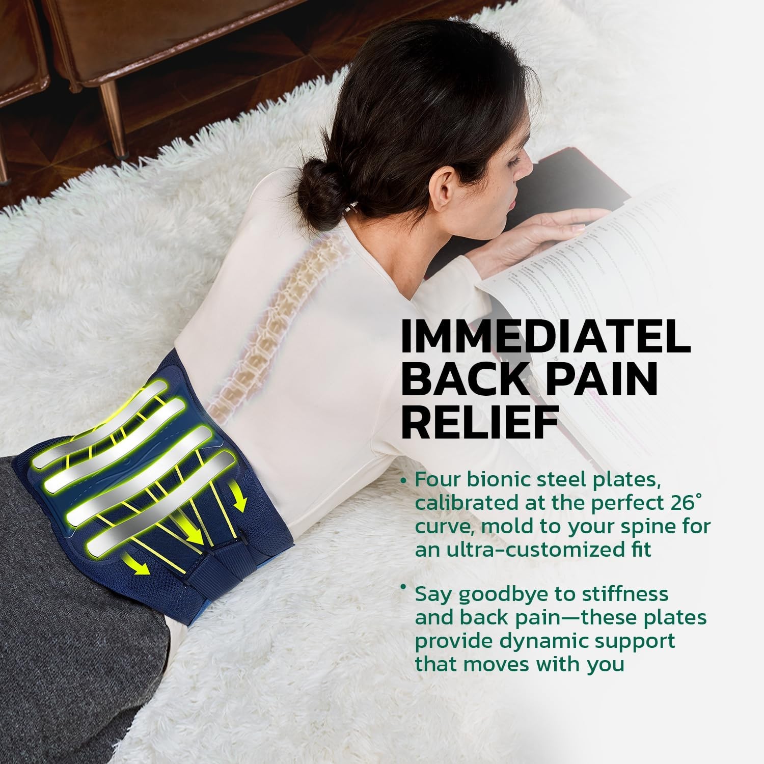 Adjustable Back Brace for Lower Back Pain Relief, Lumbar Support Belt, Dual Comp