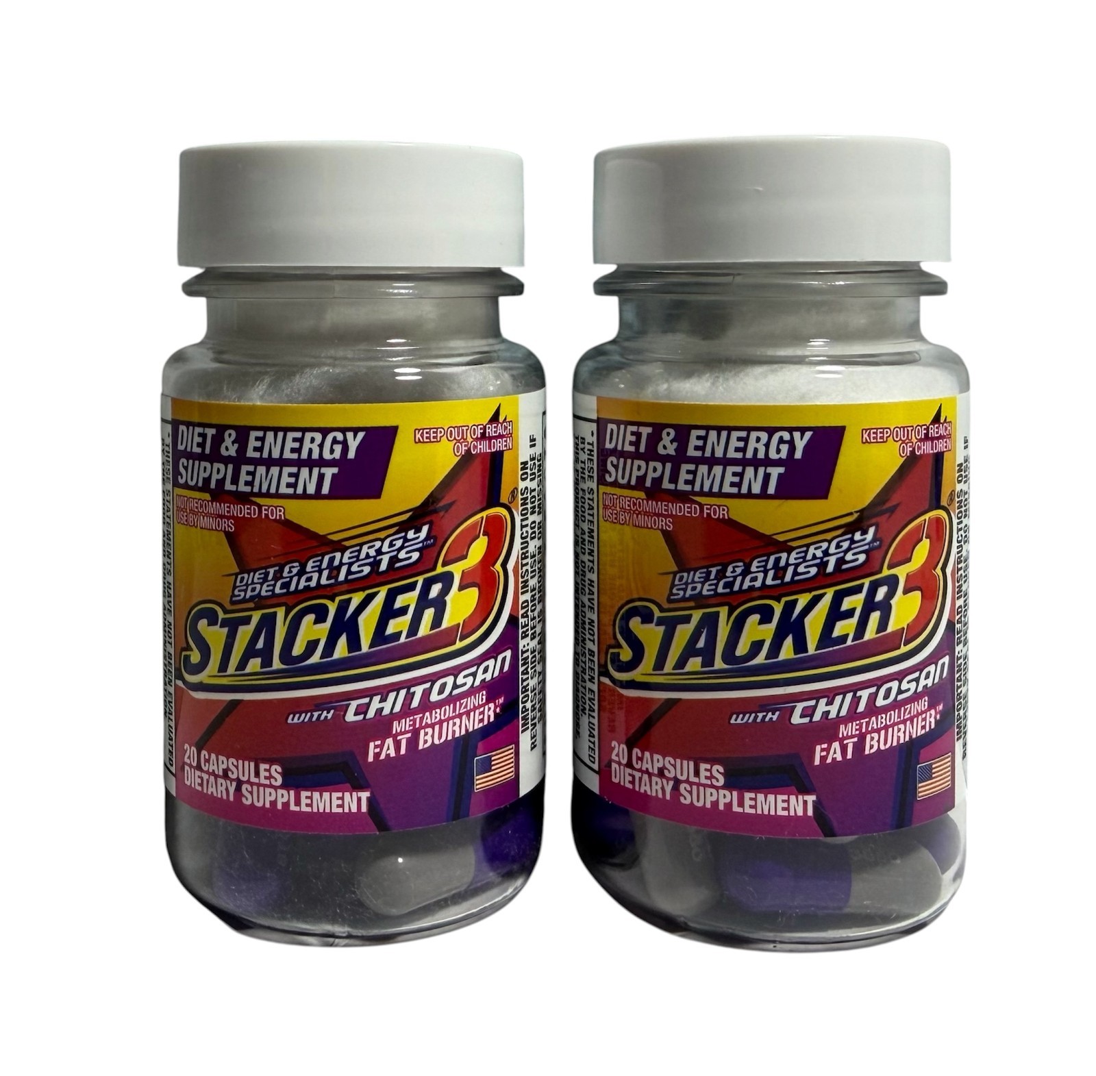 Stacker 3 Metabolism Booster & Energy – 2 Bottle Value Pack (40 Count Total) NEW