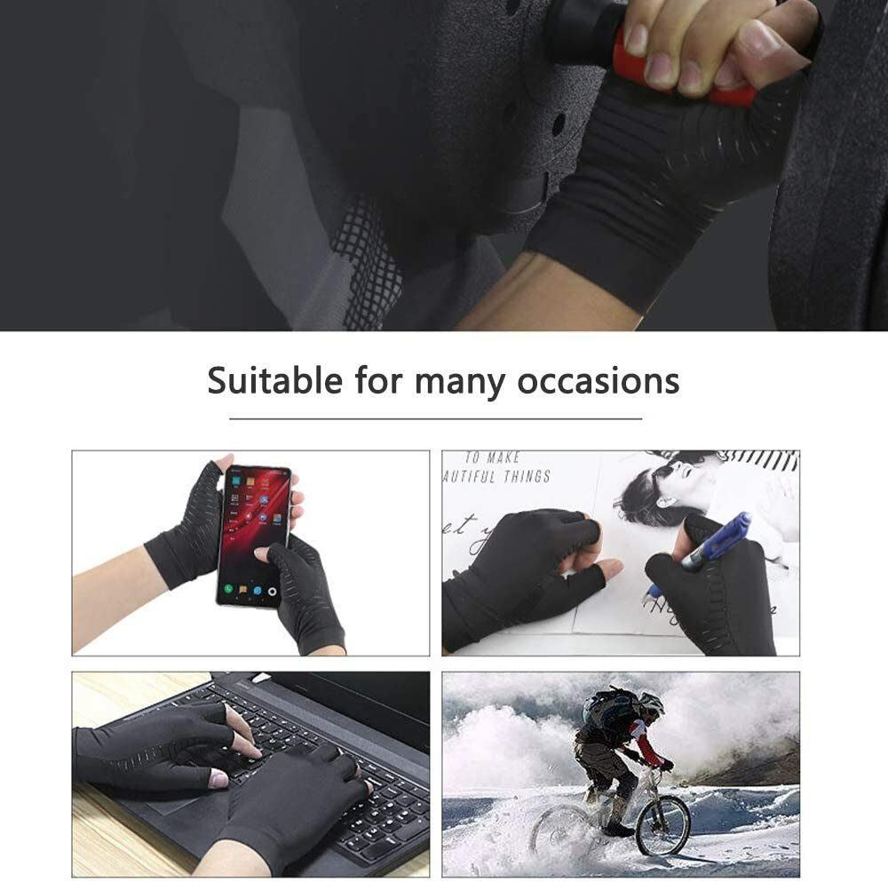 2 Pairs Copper Compression Arthritis Gloves Carpal Tunnel Joint Pain Relief Hand