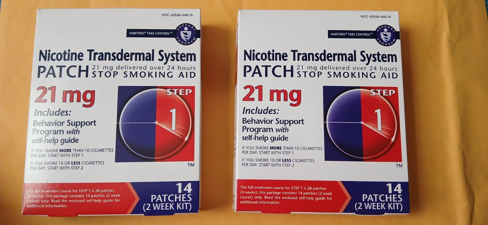Two (2) Habitrol Nicotine Patch Transdermal Sys 21mg 14 ct Step 1; FlashSale!!