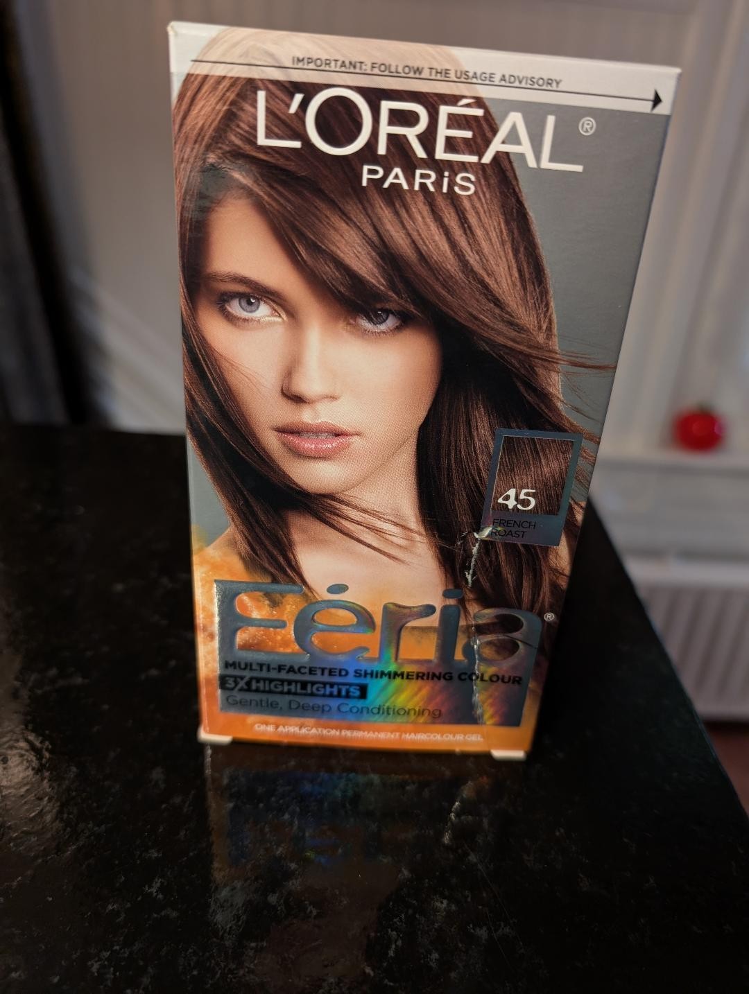 Loreal Feria Shimmering Hair Colour #45 DEEP BRONZED BROWN “French Roast” NIB