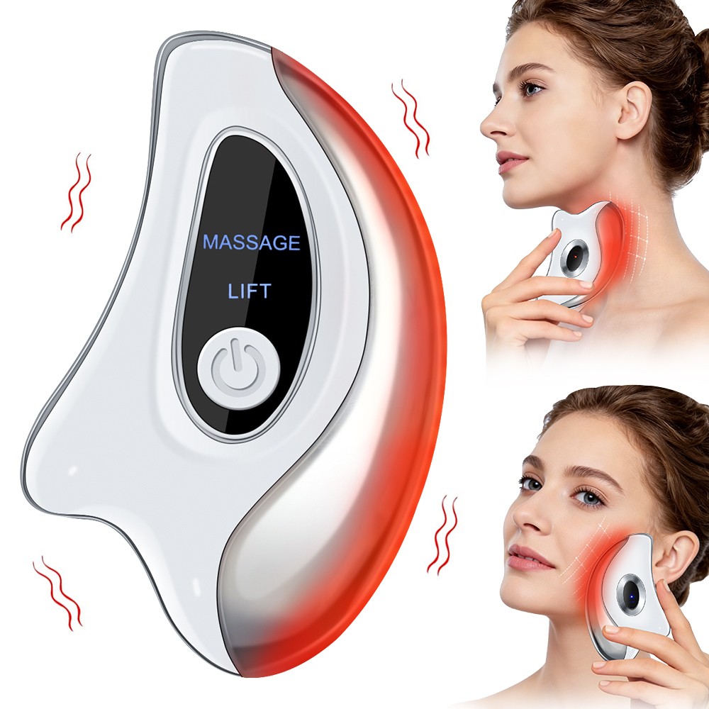 Red Light Electric Gua Sha Device with Heat Vibration Face Neck Lifting Massager