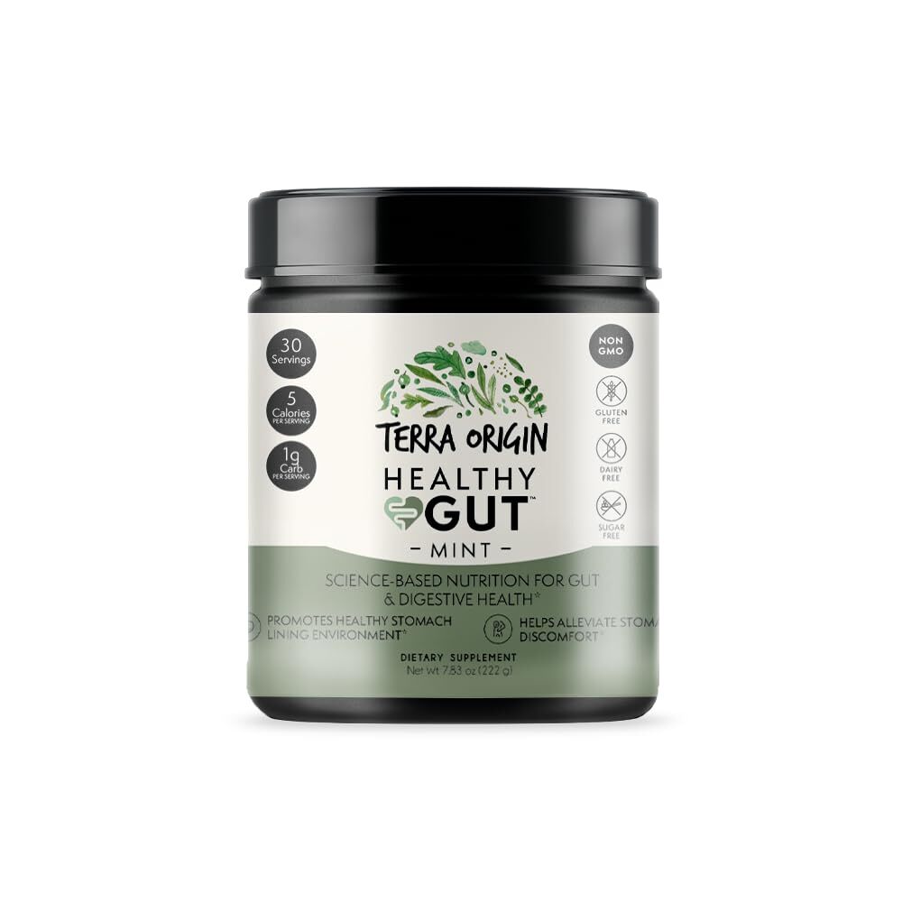 TERRA ORIGIN Healthy Gut Mint Flavor |30-Servings with L-Glutamine Zinc Gluco…