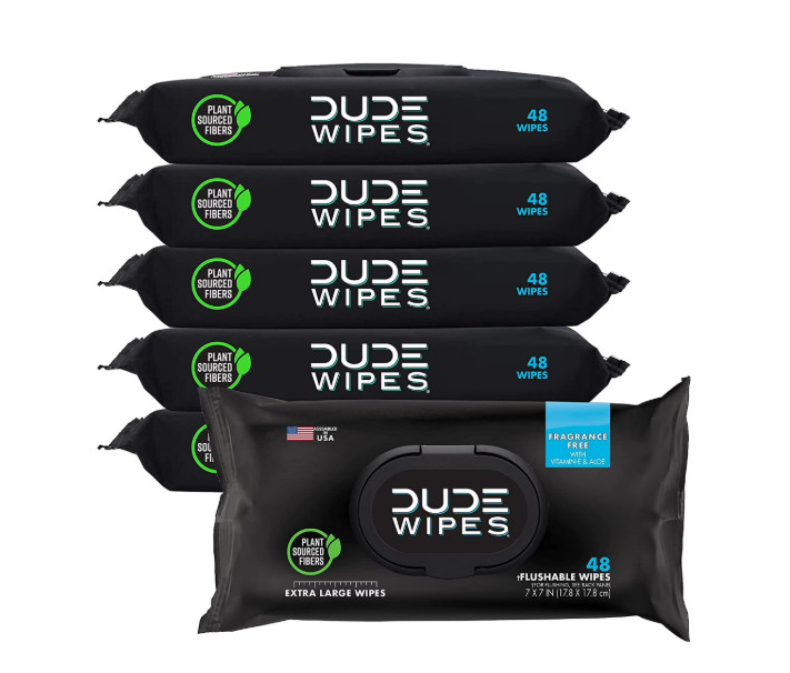DUDE Wipes Mint Chill Flushable Wipes Sensitive Skin – 6 Pack (288 Count)