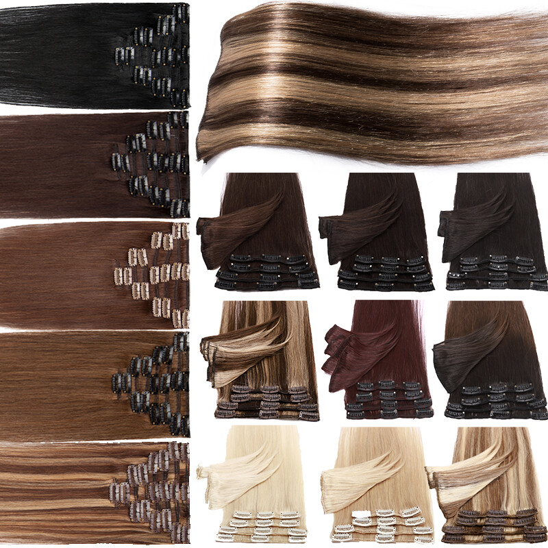7pcs 8pcs Clip In Brazilian Remy Hair Extensions 100% Real Human Hair 10-24inch