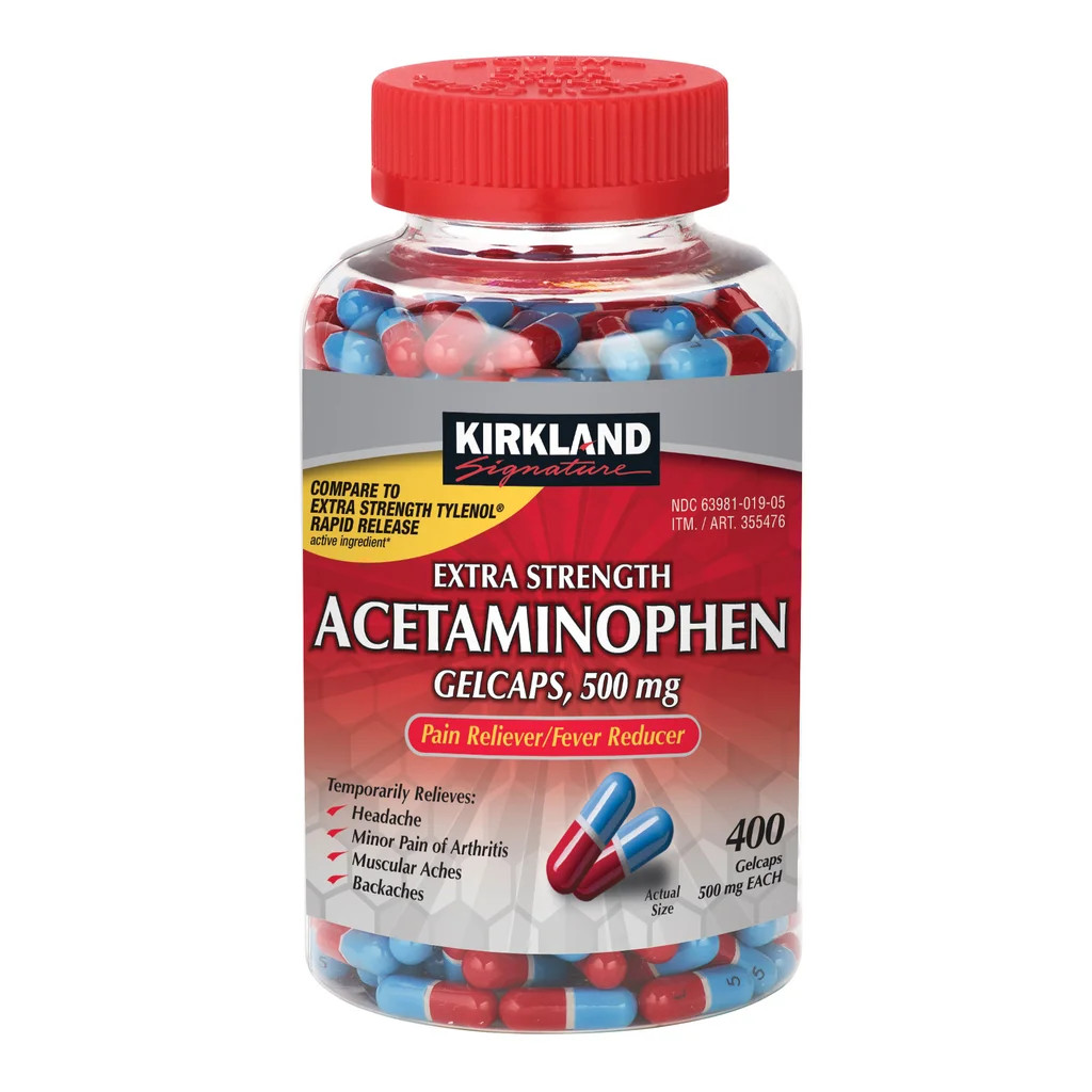 Kirkland Signature Acetaminophen Rapid Release Extra Strength 500mg 400 Gelcaps