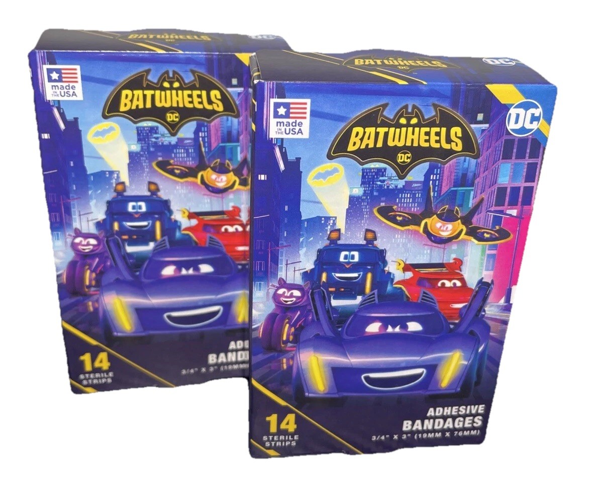 BATWHEELS DC Batman Car Cartoon Sterile Adhesive Bandages Lot Of 2 New 28 Total