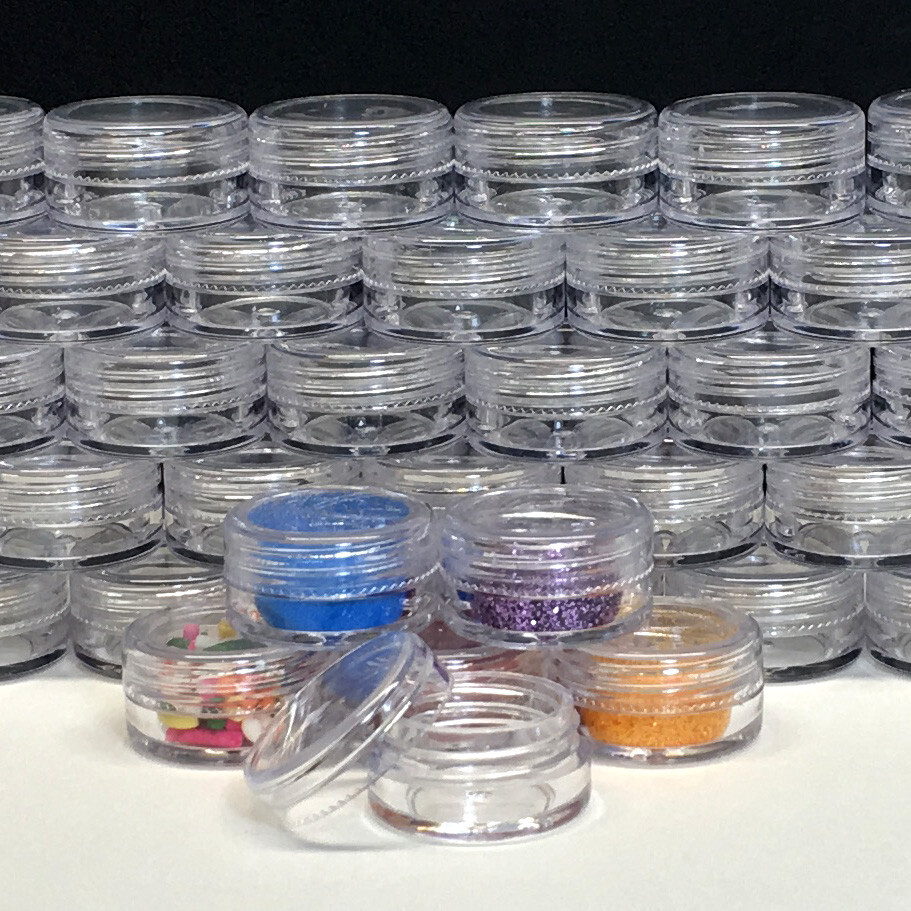 500 Empty Cosmetic Jars Small Plastic 3 ml Lip Balm Beauty Containers Clear 5038