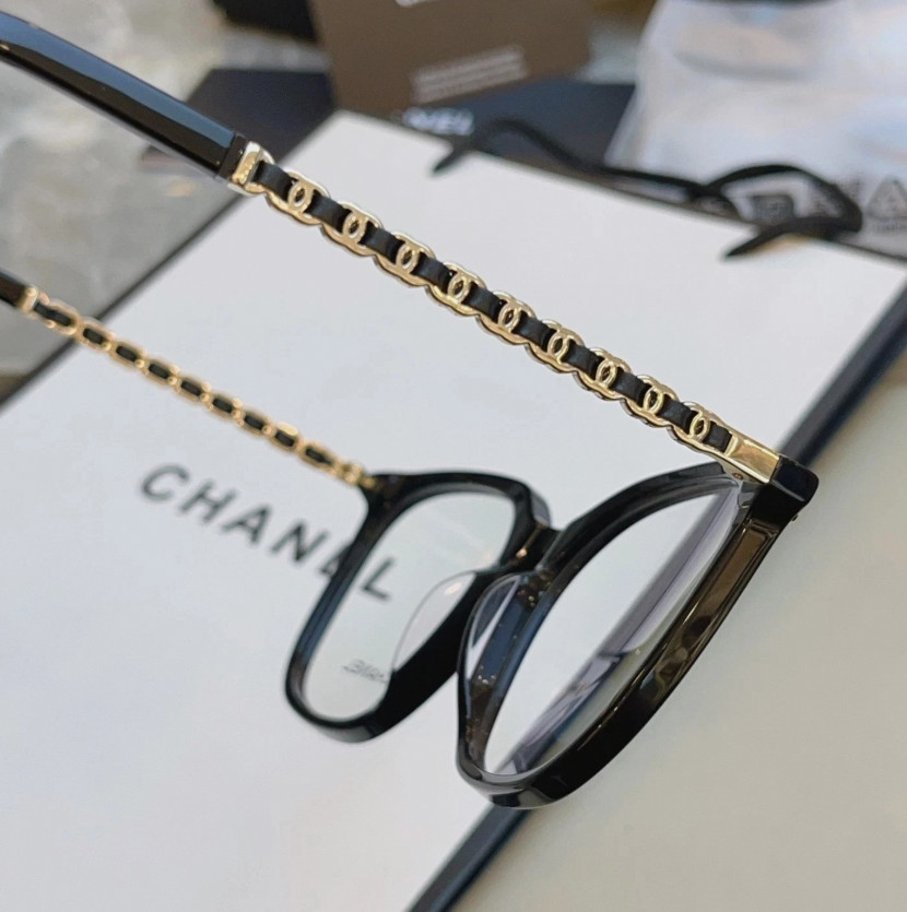 Chanel 3435 black rectangular frame transparent lenses 54 20-140 women’s glasses
