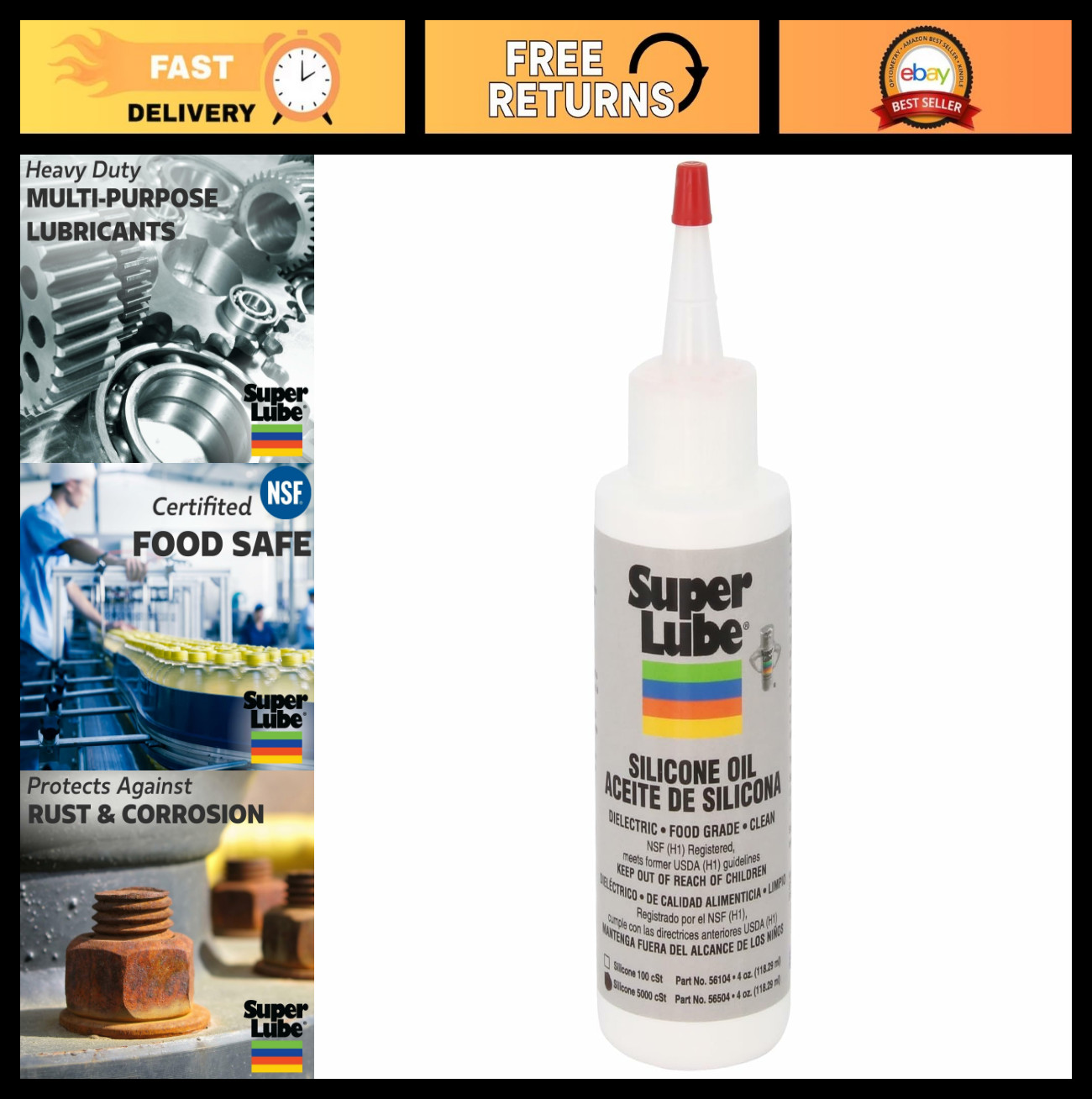 Silicone Oil 4oz – High & Low Temp Stable, NSF Certified Food Grade, Clear Lubri