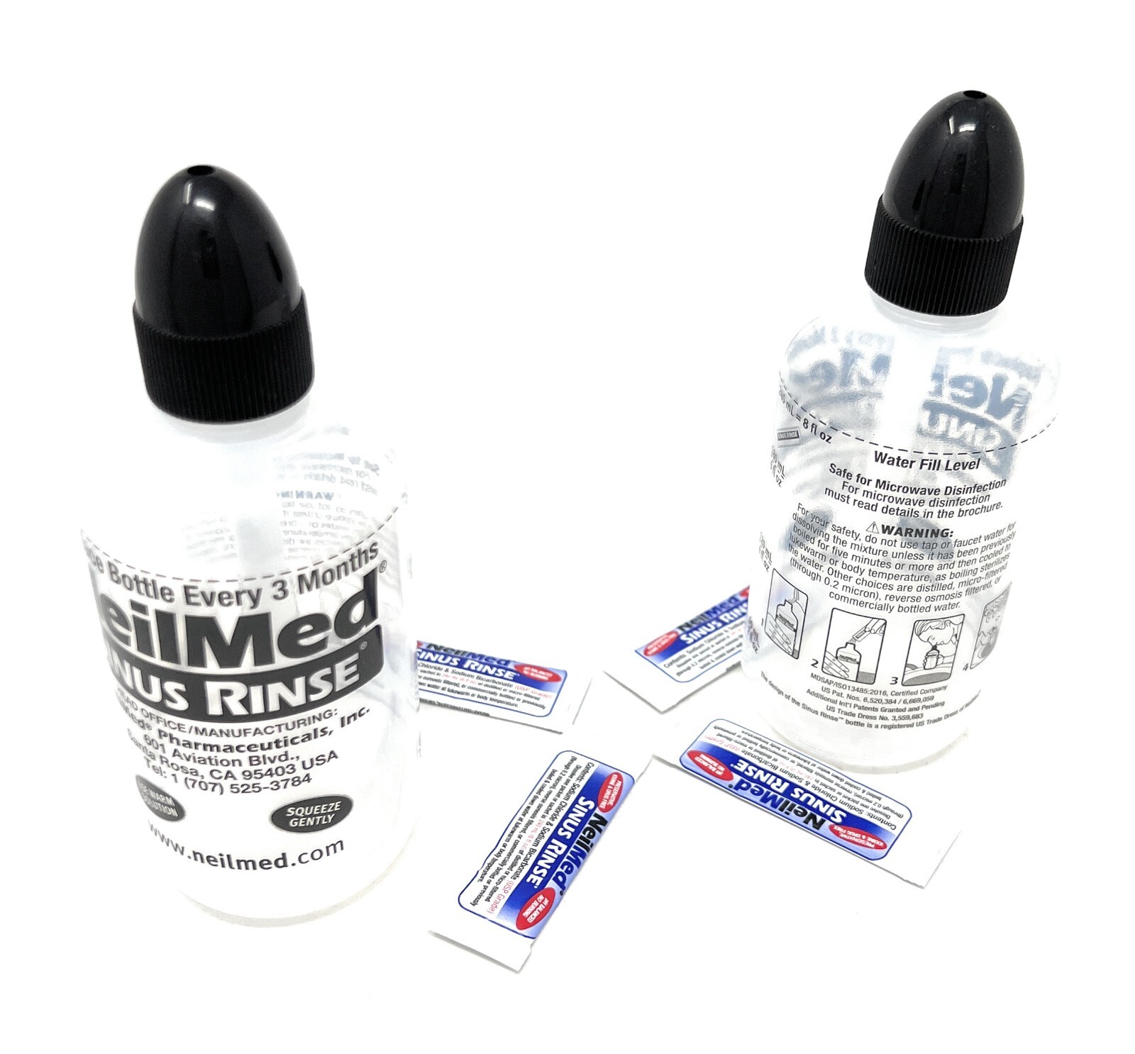 NeilMed Sinus Rinse 2 Bottles 8 oz + 4 Packet Exp: 11/2026 Natural Sinus Relief