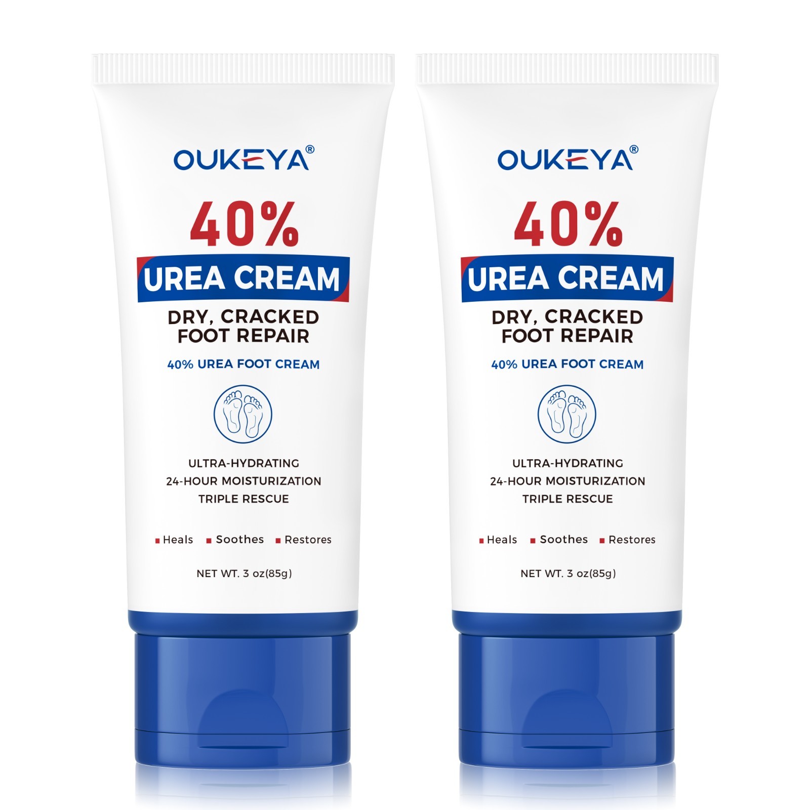 2 Packs Of OUKEYA Urea Cream 40% For Cracked Feet & Hands Moisturizer Foot Cream