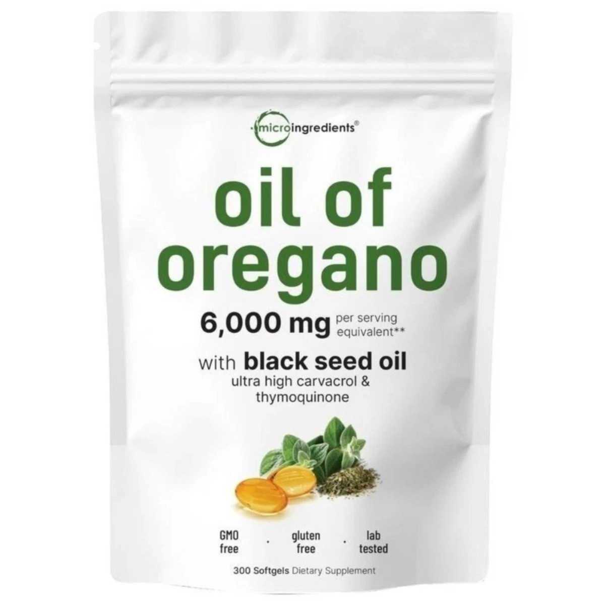 Oil of Oregano Non-GMO Oil Black Softgels, & Count, 300 with Seed Gluten-Free