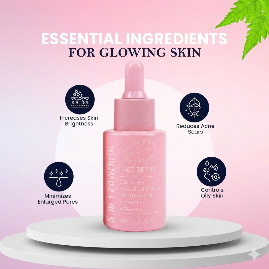 Deep Care 5in1 Face Serum Vitamin C Hyaluronic Acid Collagen Anti Ageing 30ml