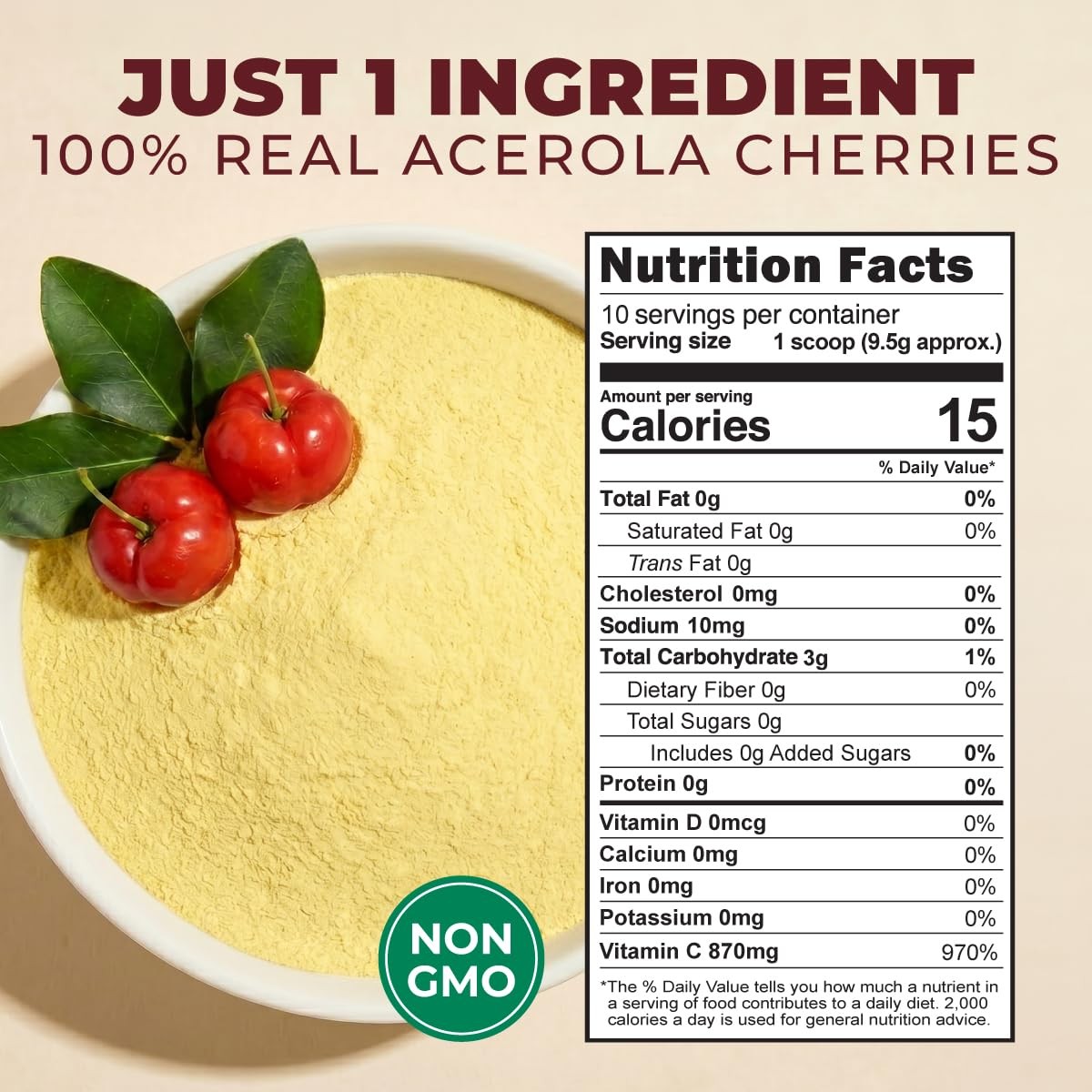 Acerola Cherry Extract Powder 0.22 lb (3.53 oz) – Natural Superfood Dried Pre…