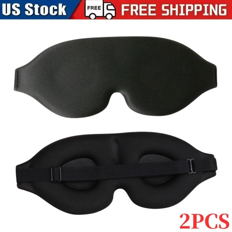 2pcs 3D Sleep Eye Mask for Travel Rest Relax Soft Pad Zero Eye Pressure Black US