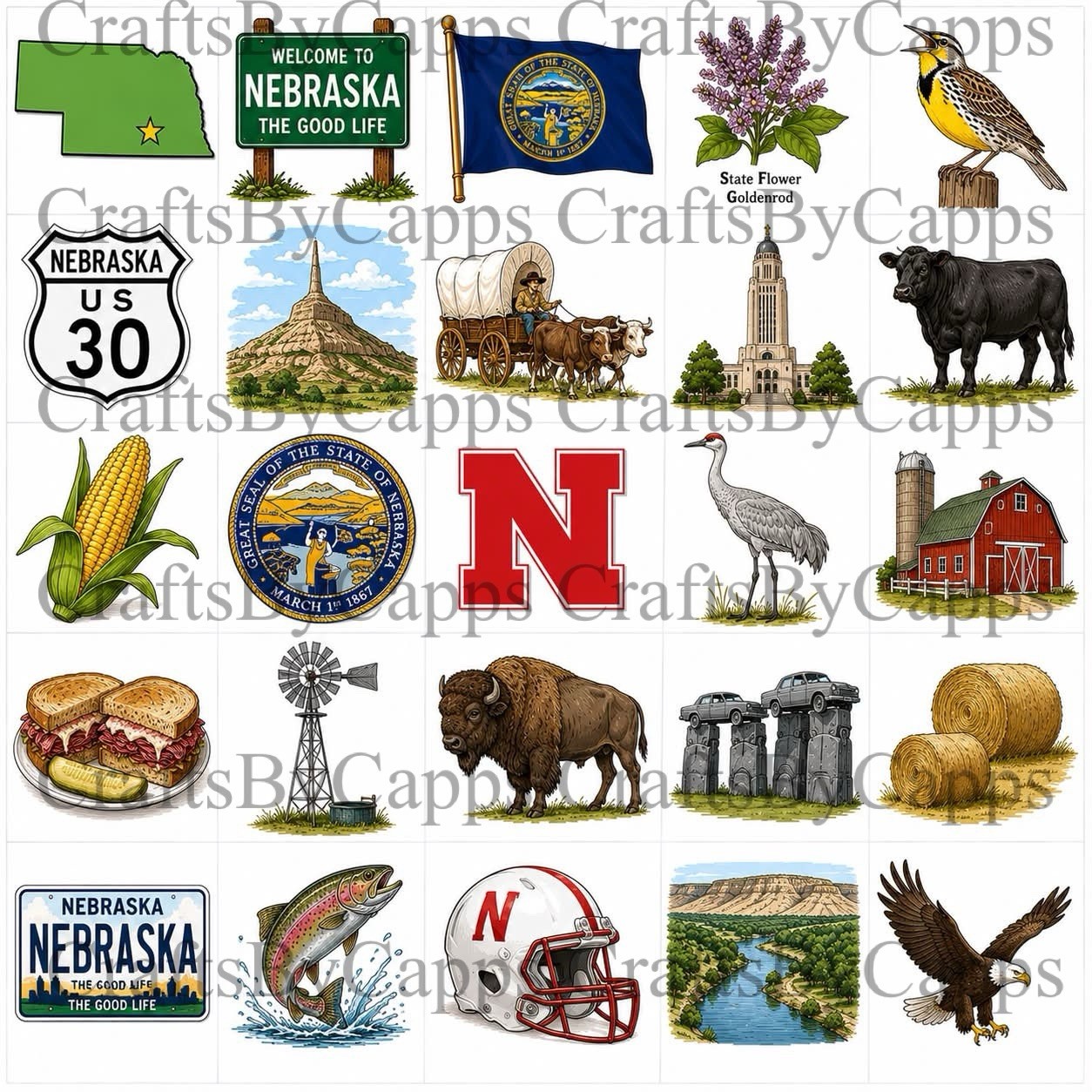 Nebraska Waterslide Decals For Nails, Hot Wheels, Etc Set Of 50 KC