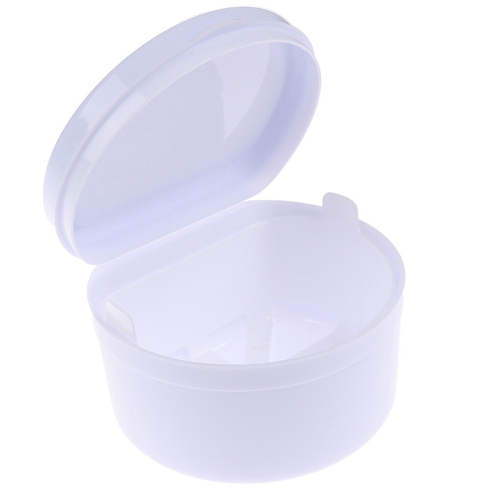 D-type Dental False Teeth Container Denture Box Storage Case Cleaning Holder