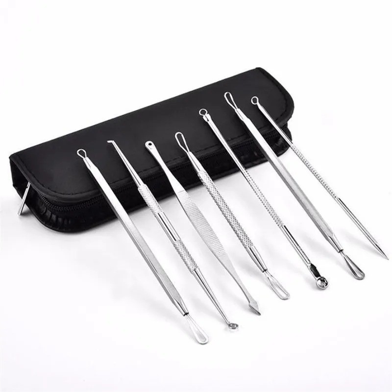 7PCS Blackhead Remover Kit Acne Pimple Extractor Tools Stainless Steel Comedone