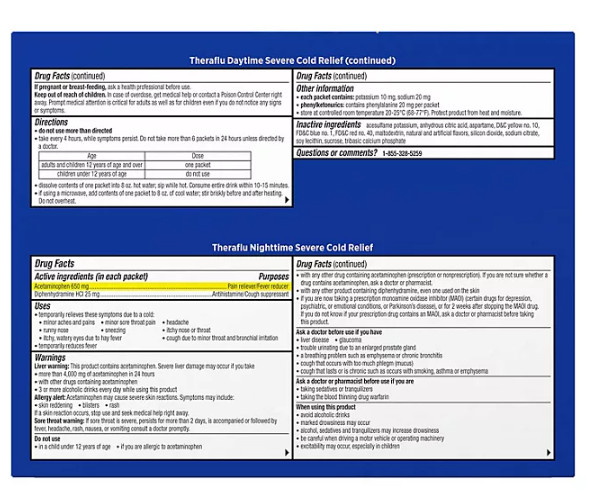 NEW Theraflu MultiSymptom Nighttime 6ct & Daytime 18ct = Total 24 packets
