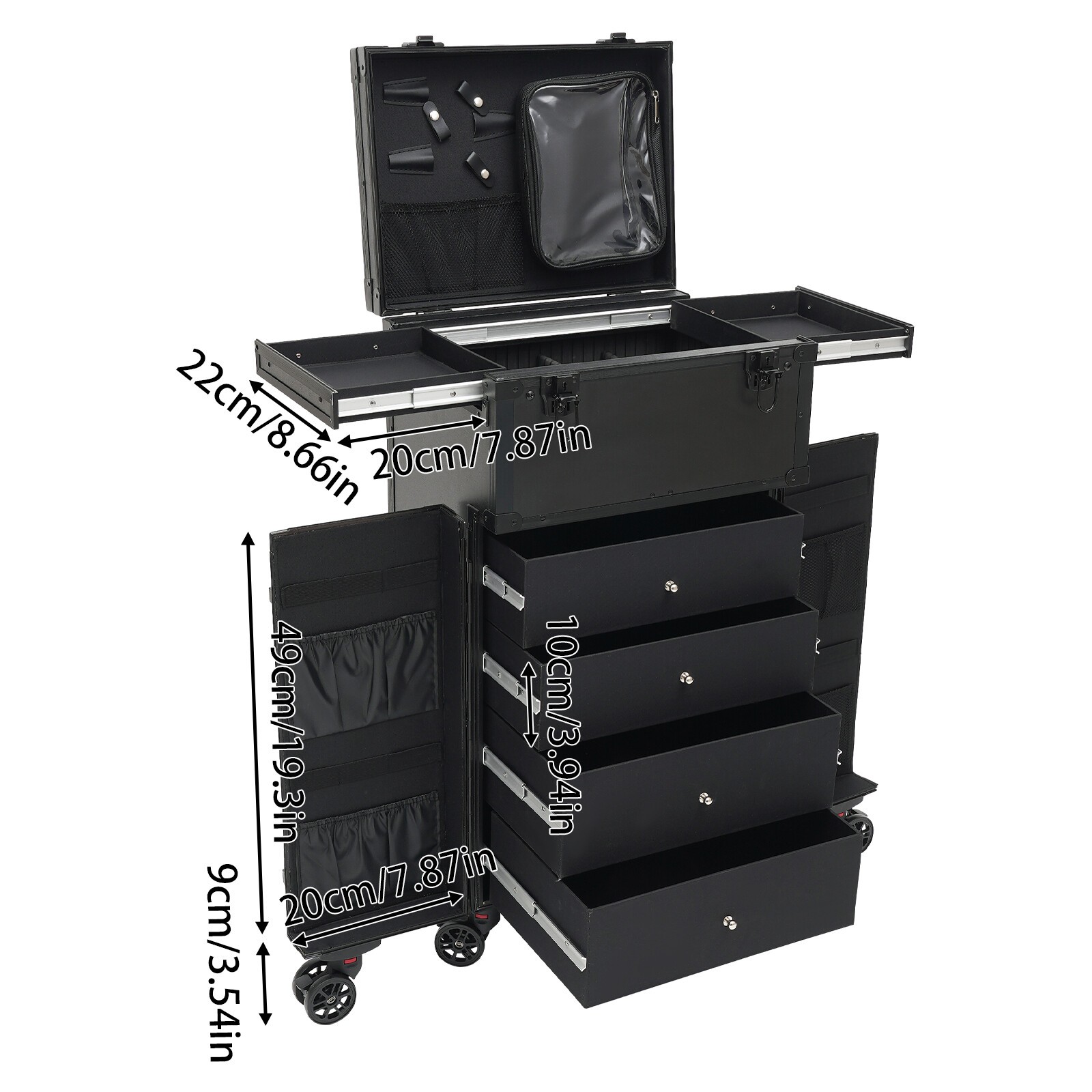Professional Makeup Case Organizer Travel Case Rolling Makeup Cosmetics Case