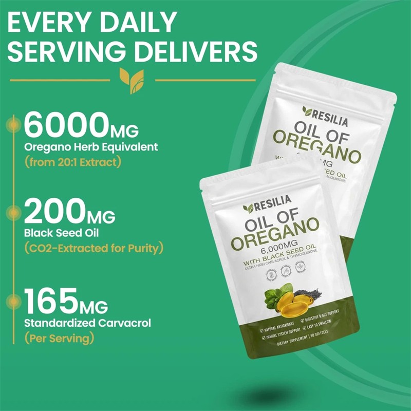 3X with Oil of Oregano 6000mg Resilia Black Seed Oil Softgels – 60 Capsules