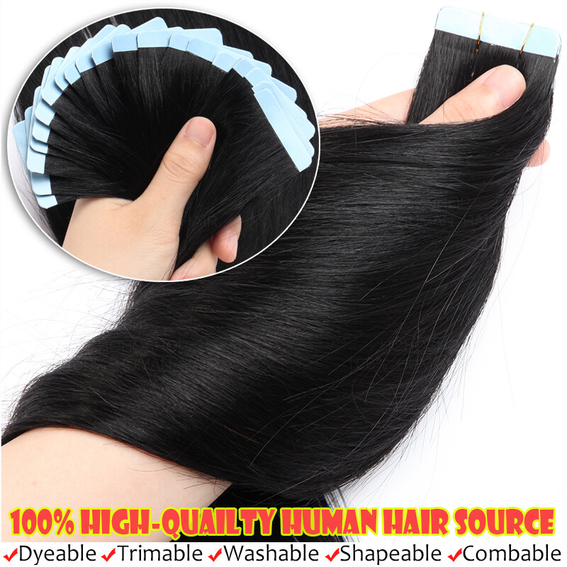 20pc Tape In 100% Real Human Hair Extensions Skin Weft Balayage 12″-24″ Straight
