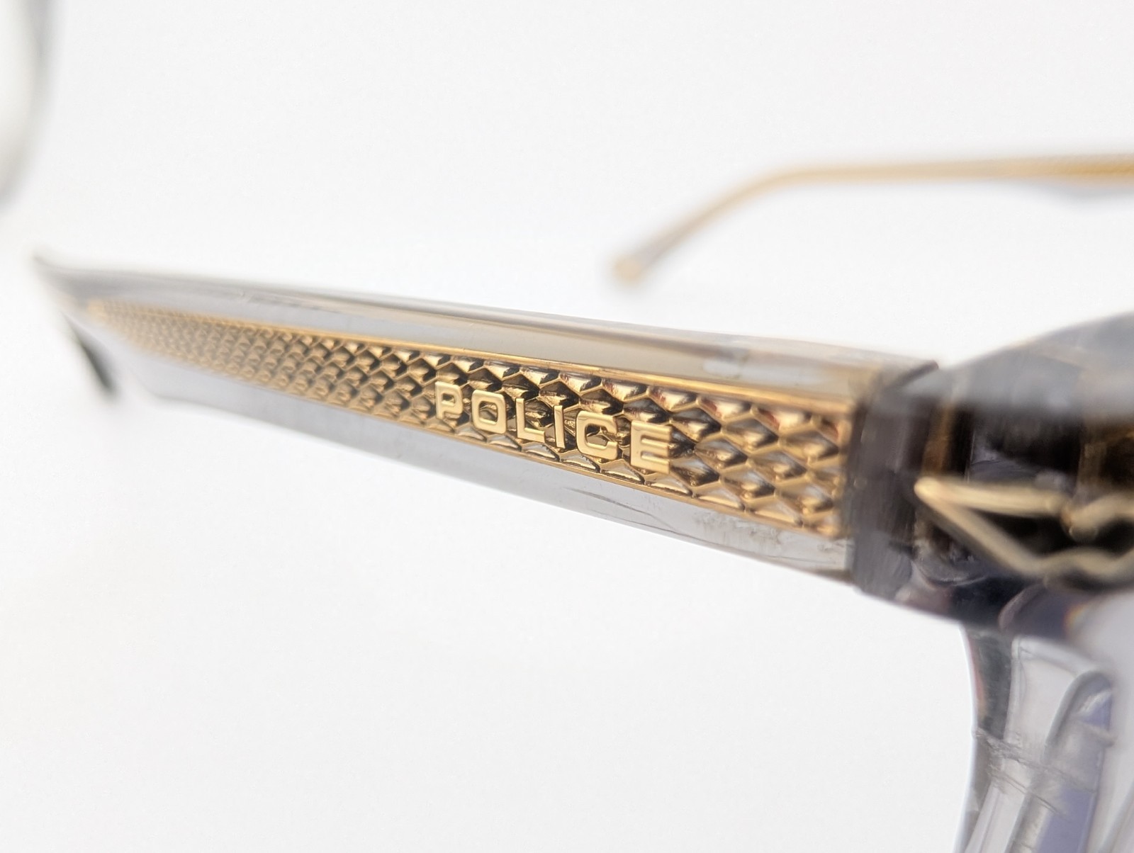 Police Eyeglasses, Frames Only, Bangladesh, VPLP79K 04G0, 51-19-145, Clear Gray