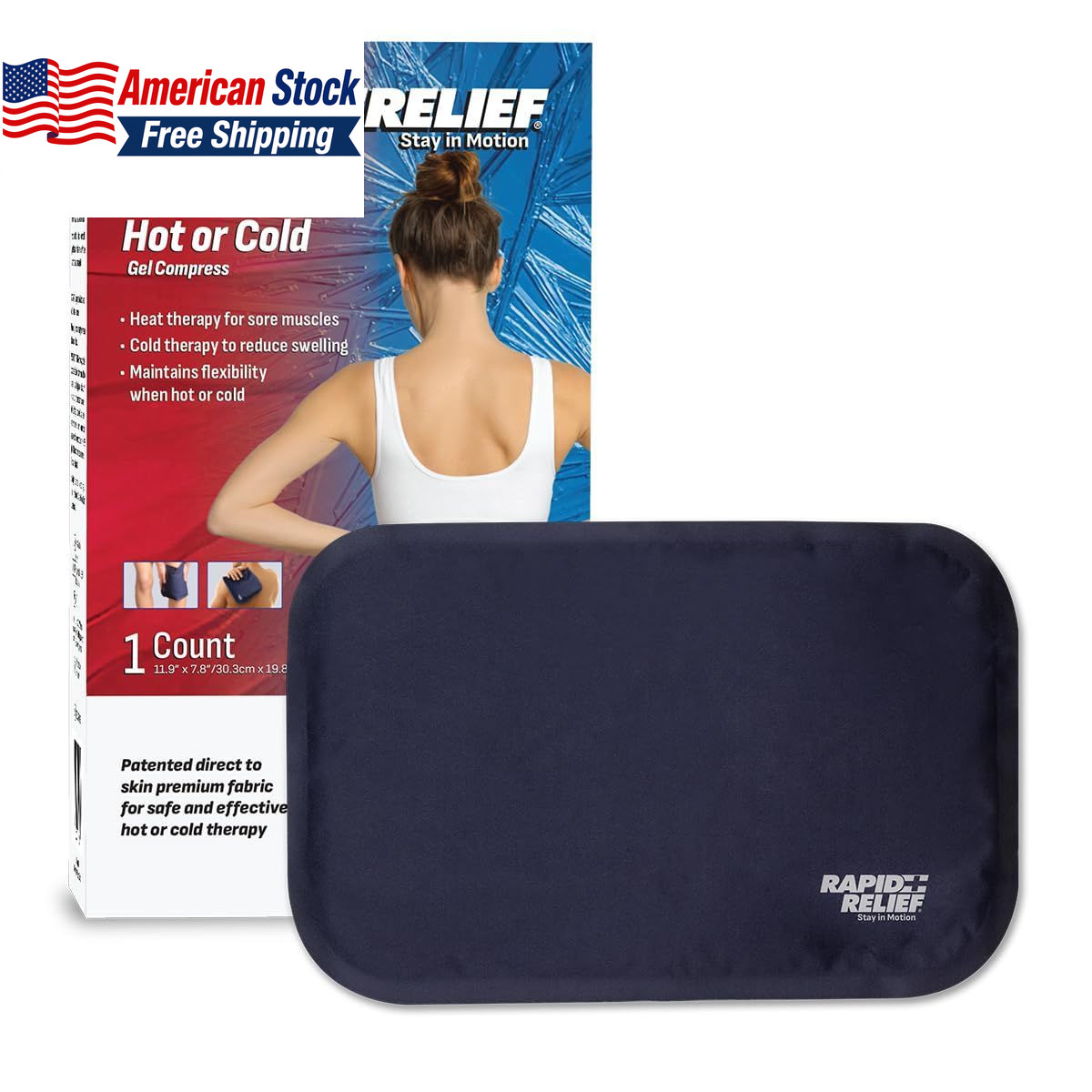 Rapid Relief Reusable Hot & Cold Ice Pack Large 8×12 FROM USA