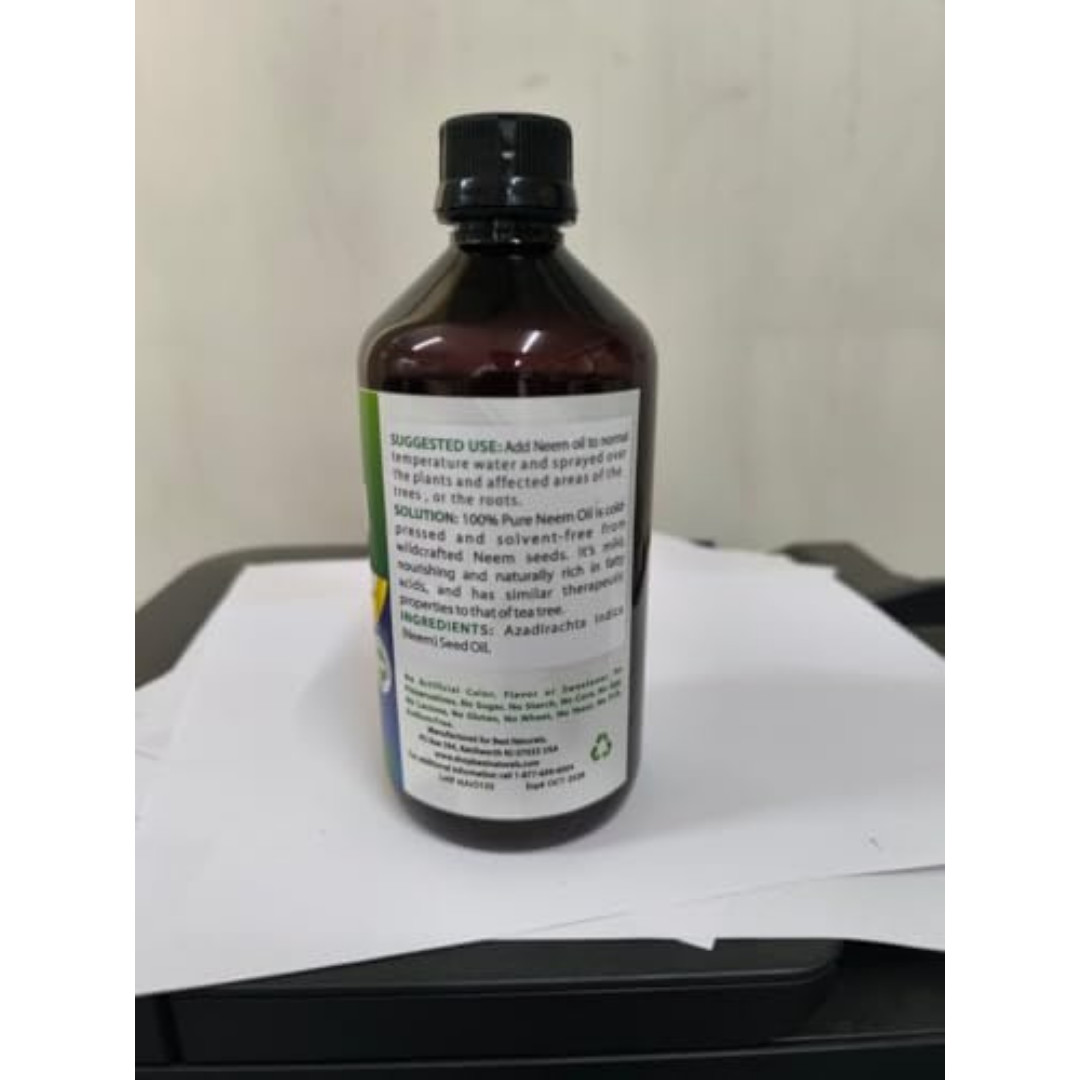 100% Pure Neem Oil, 100% Cold Pressed and Unrefined – 16 OZ (1 Bottle)