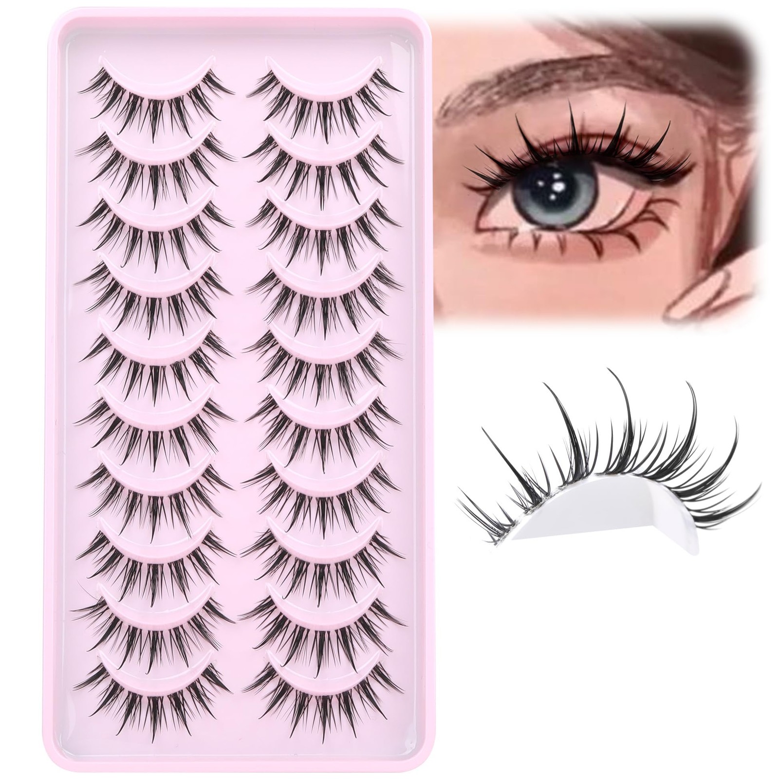 Manga Lashes Wispy Natural Look False Eyelashes 1 pair (Pack of 1), Black