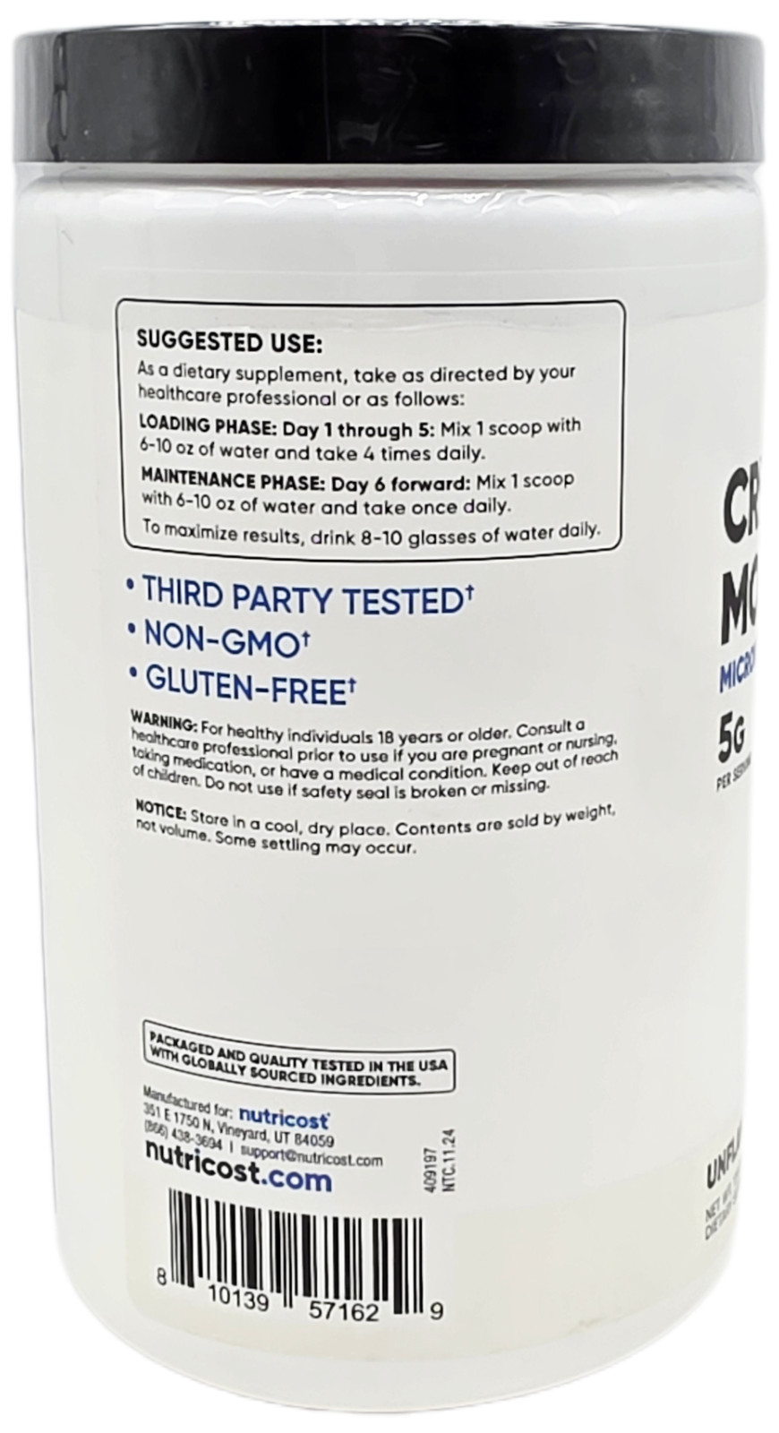 Nutricost Performance Creatine Monohydrate Powder 17.9oz – Damaged Container