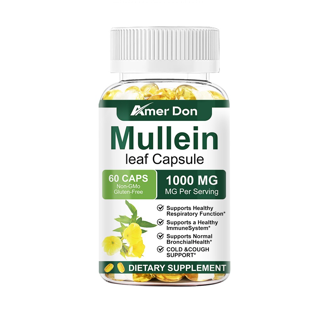 Mullein Leaf Capsules For Lung Cleansing & Detox Herbal Dietary Supplement