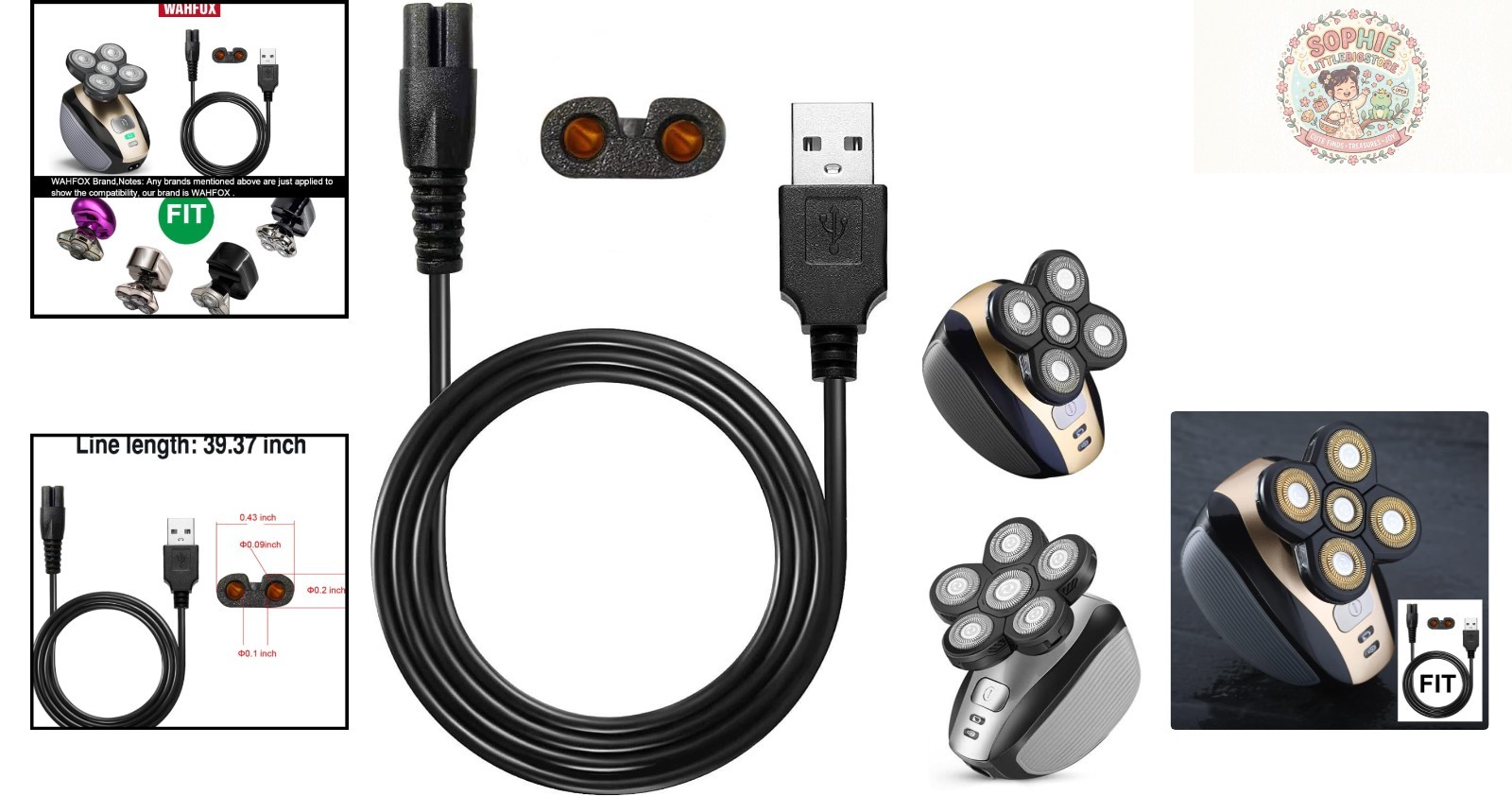 Durable Head Shaver Replacement Charger Cord – USB, Fast Charging Black Cable