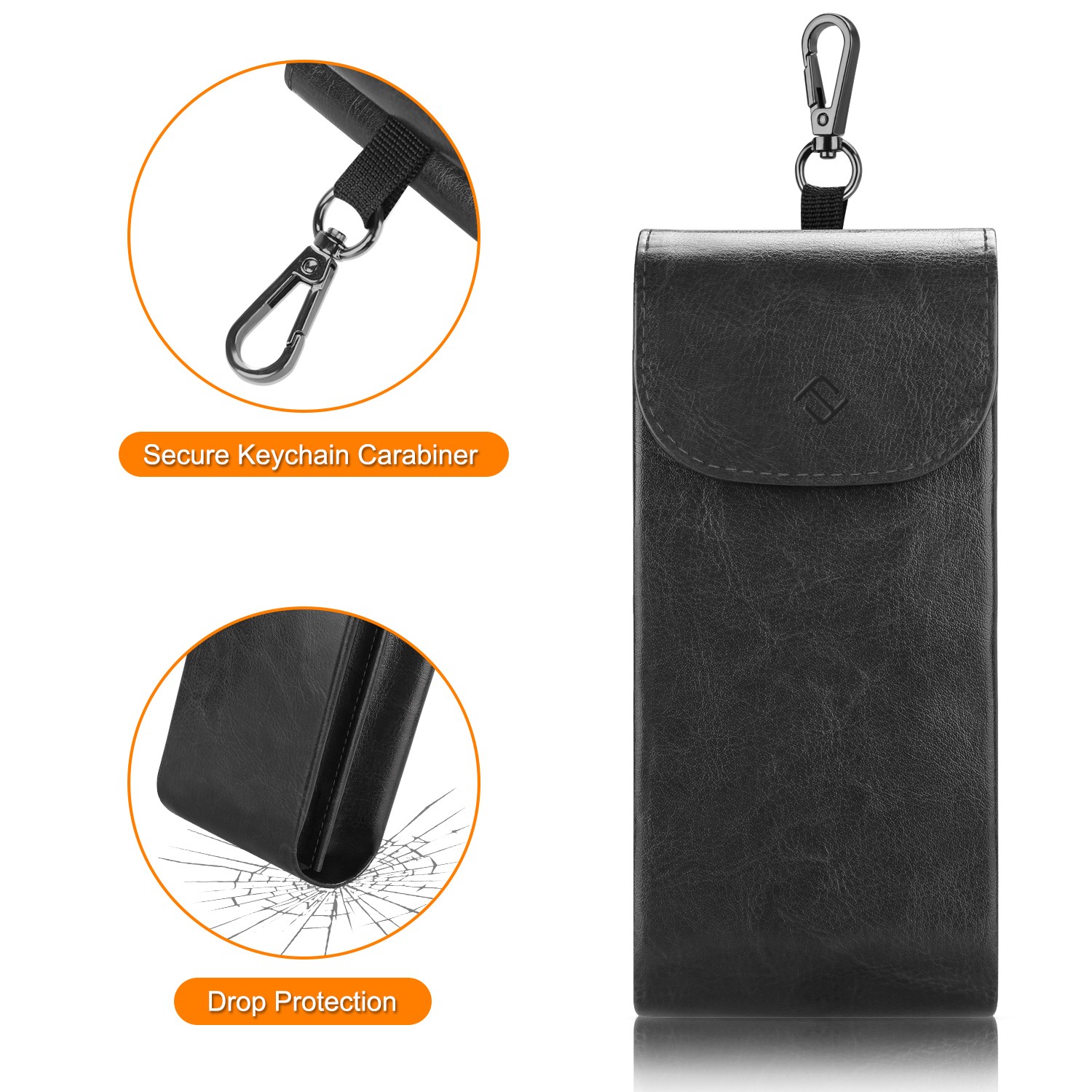Double Glasses Case with Carabiner Hook Portable Eyeglass Case Sunglasses Pouch