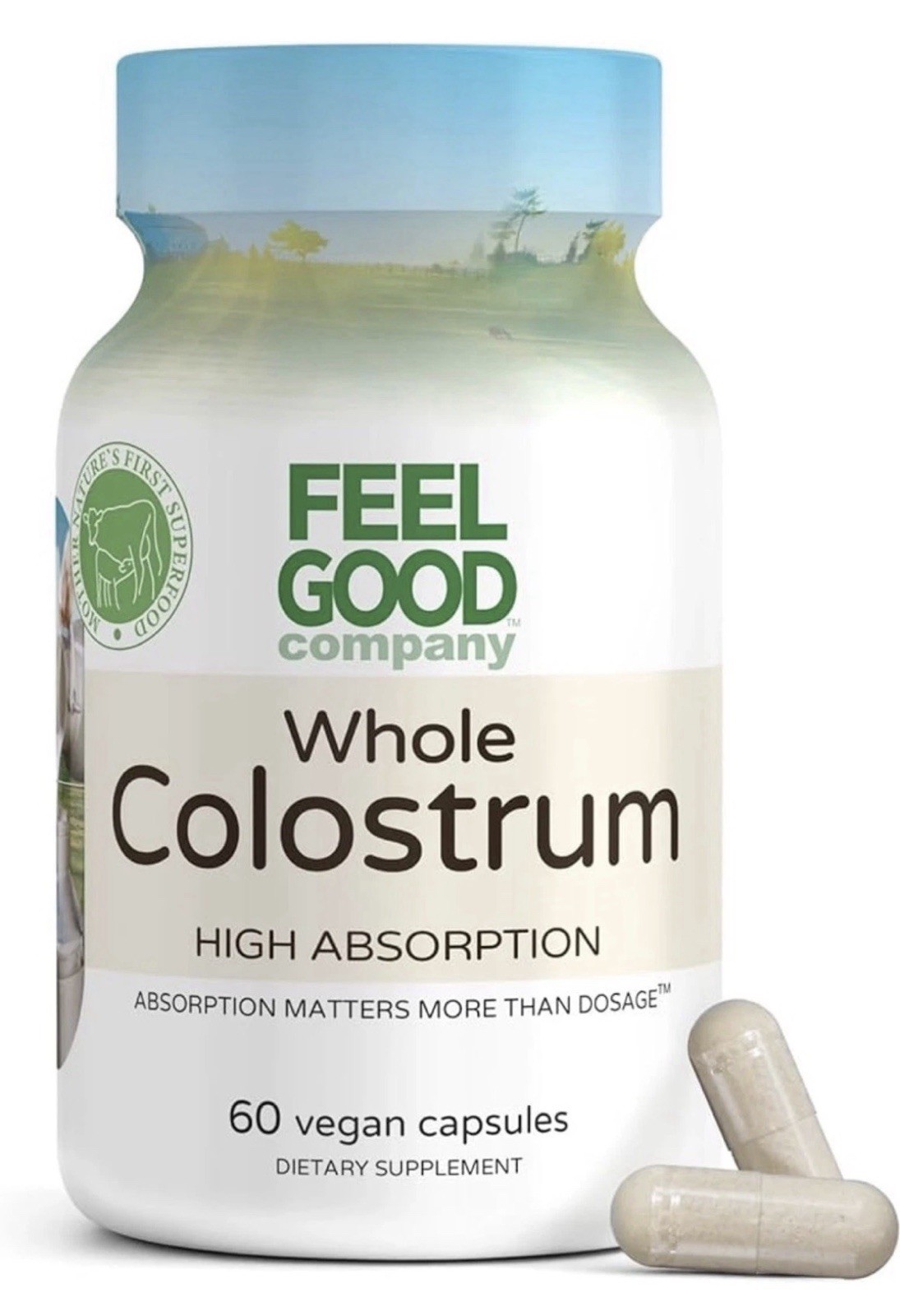 FeelGood Company Bovine Colostrum 60 Capsules Exp 09/28