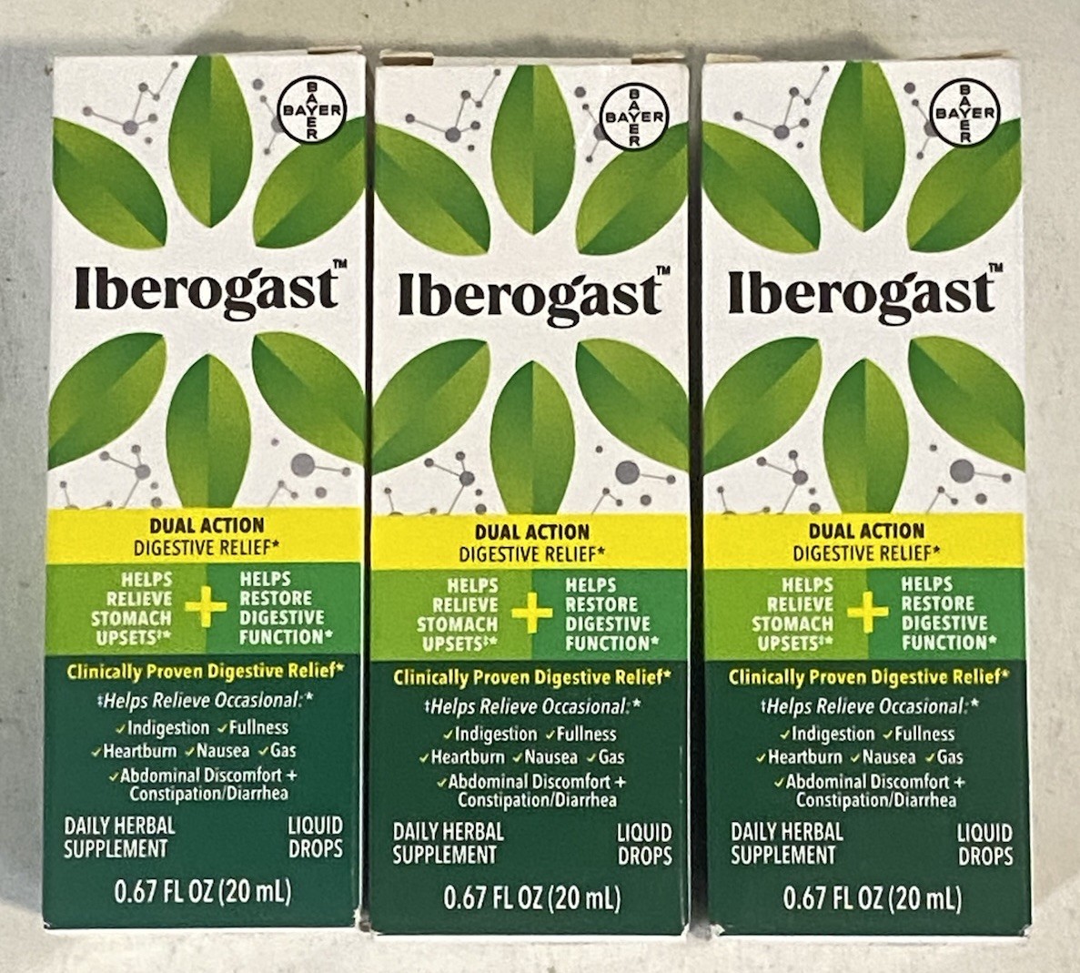 Iberogast Dual Action Digestive Relief Liquid Drops .67oz 20ml x3 Exp 03/2027
