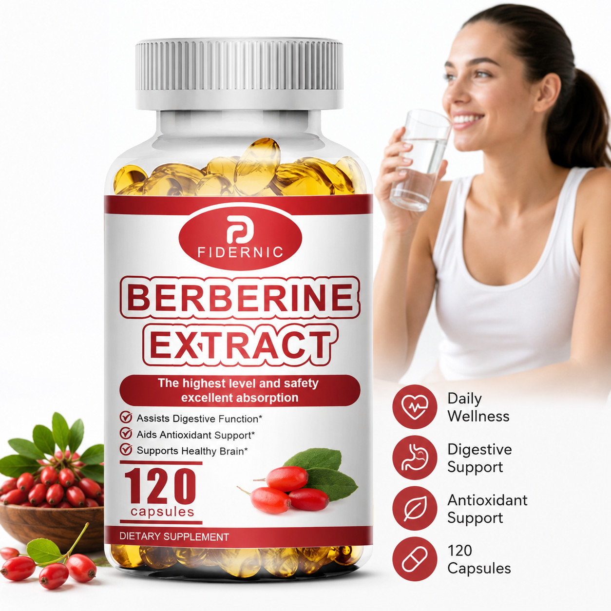 2 Bottle Berberine HCL 120 Capsules High Potency Dietary Supplement